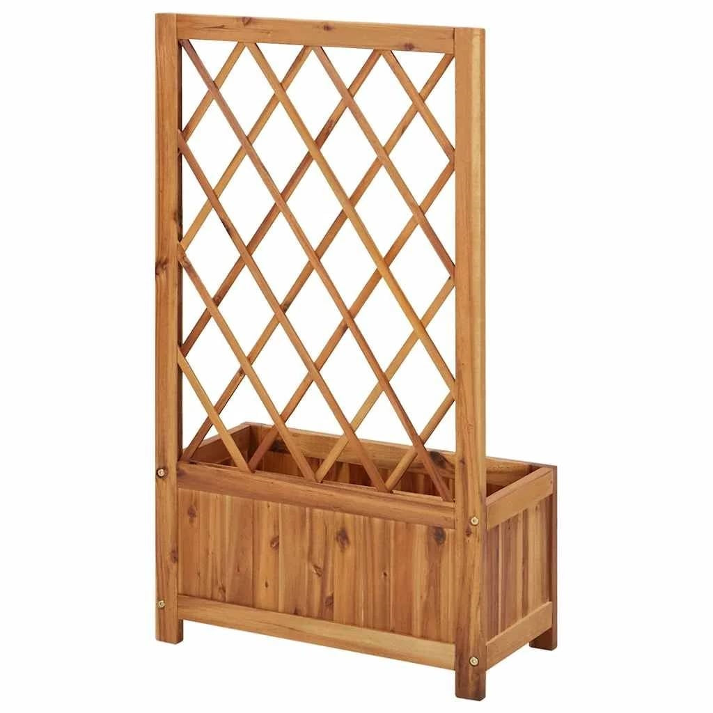 Macetero elevado de madera maciza para exteriores con celosía