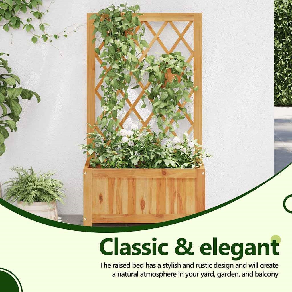Macetero elevado de madera maciza para exteriores con celosía