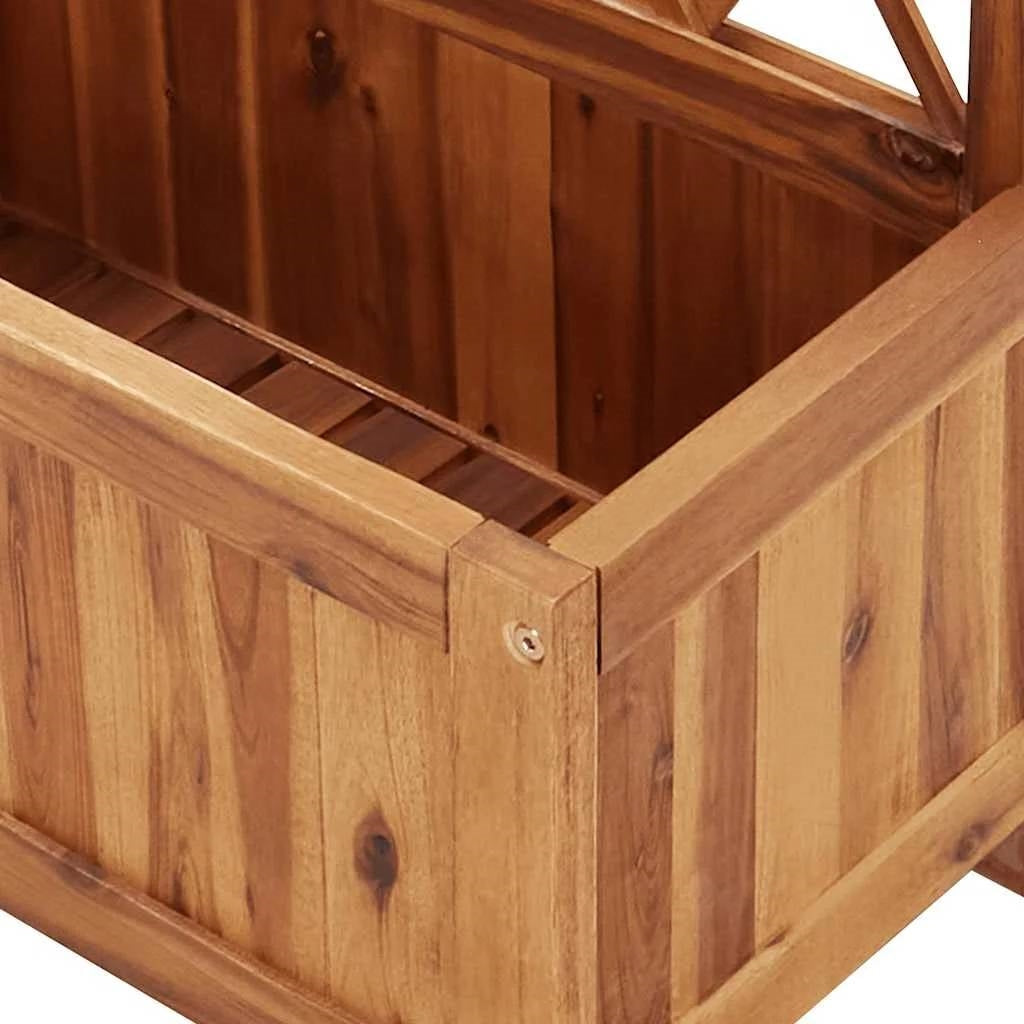 Macetero elevado de madera maciza para exteriores con celosía
