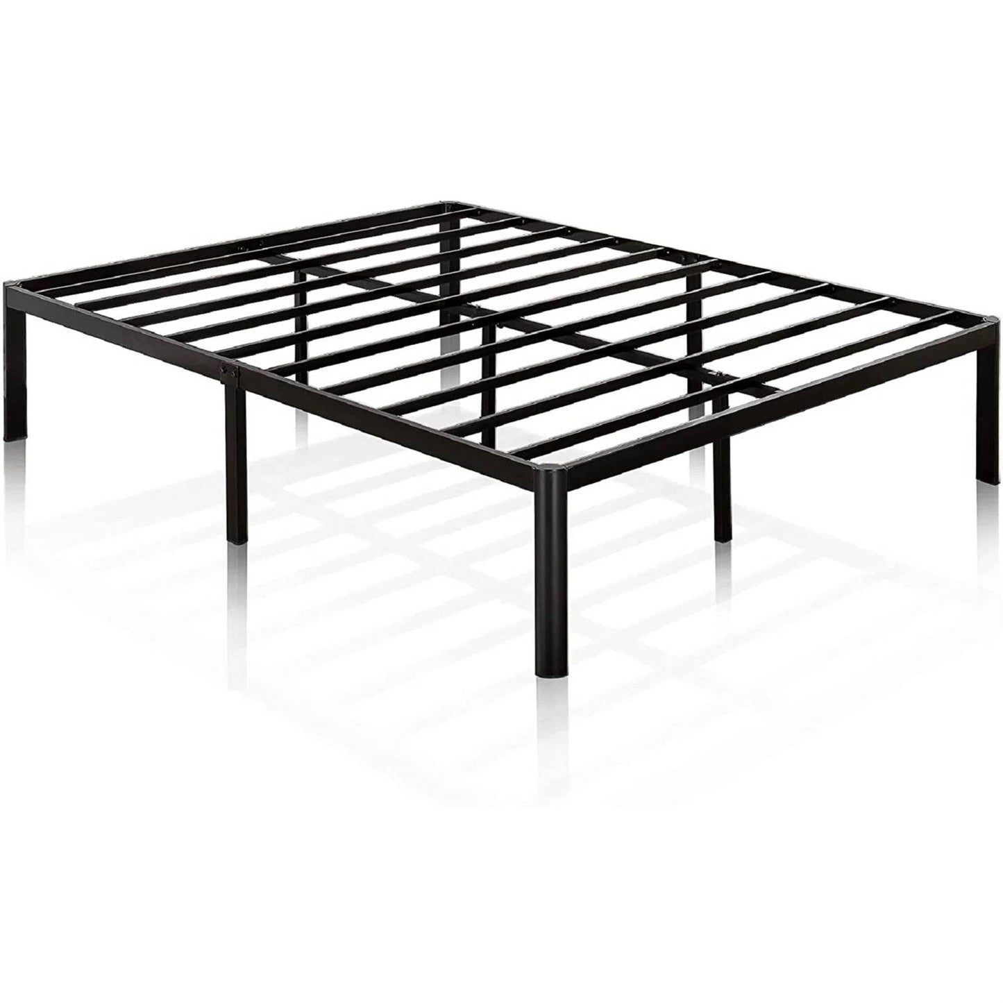 Base de cama tipo plataforma King de metal con patas redondeadas, capacidad de peso de 700 lb
