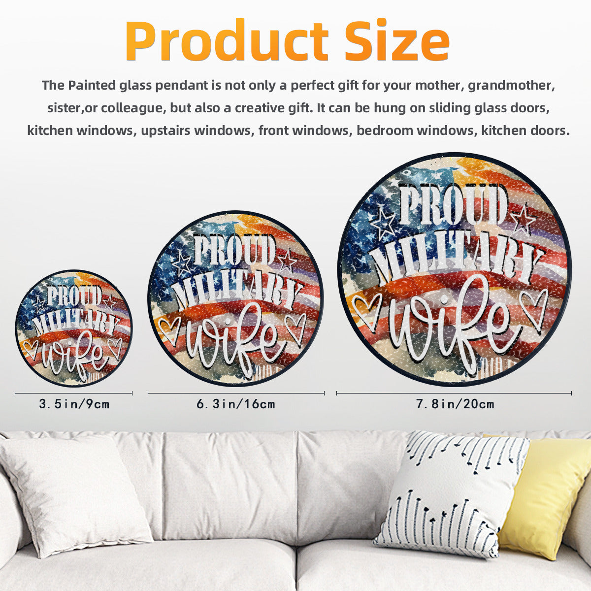 United States Proud Military Wife Glass Suncatcher