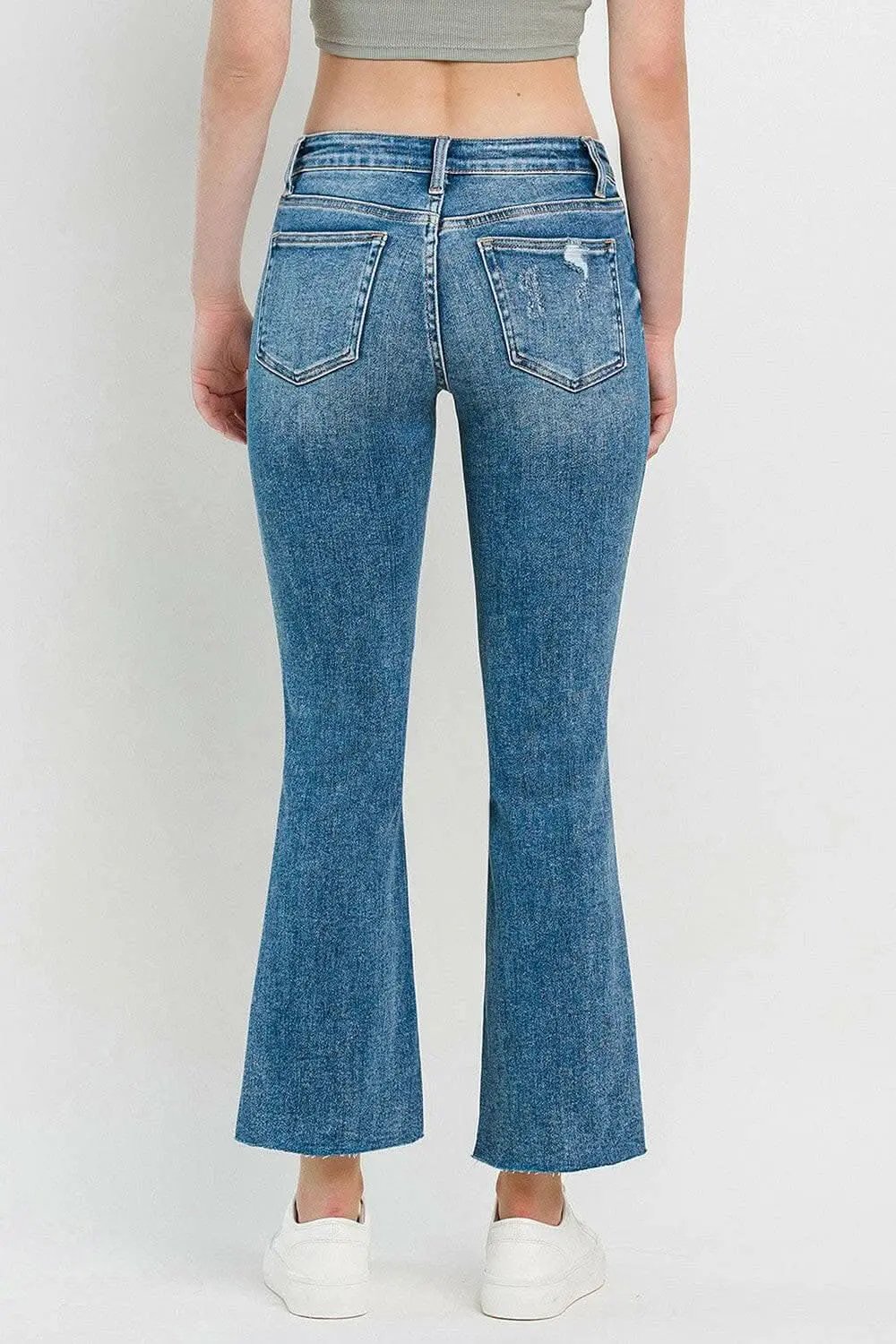 Trendsi Distressed Cropped Jeans — Mid Rise Flare Fit
