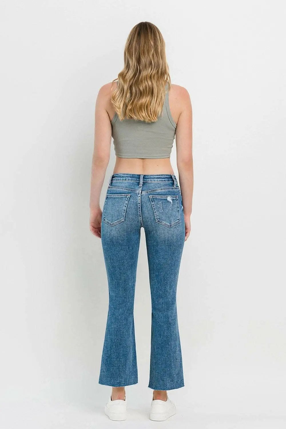Trendsi Distressed Cropped Jeans — Mid Rise Flare Fit