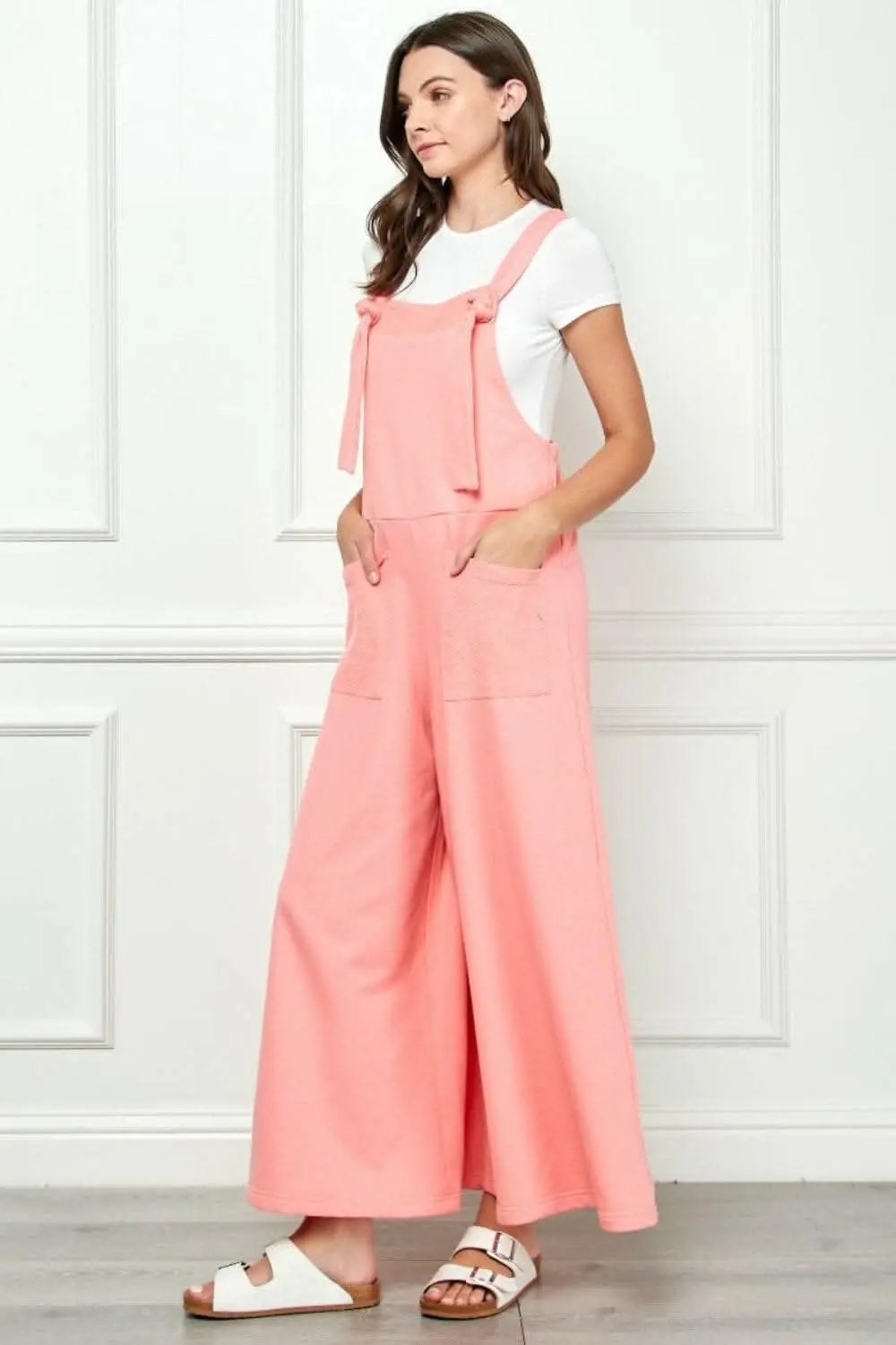 T-Shirts Trendsi usa - Veveret Wide Strap French Terry Overalls