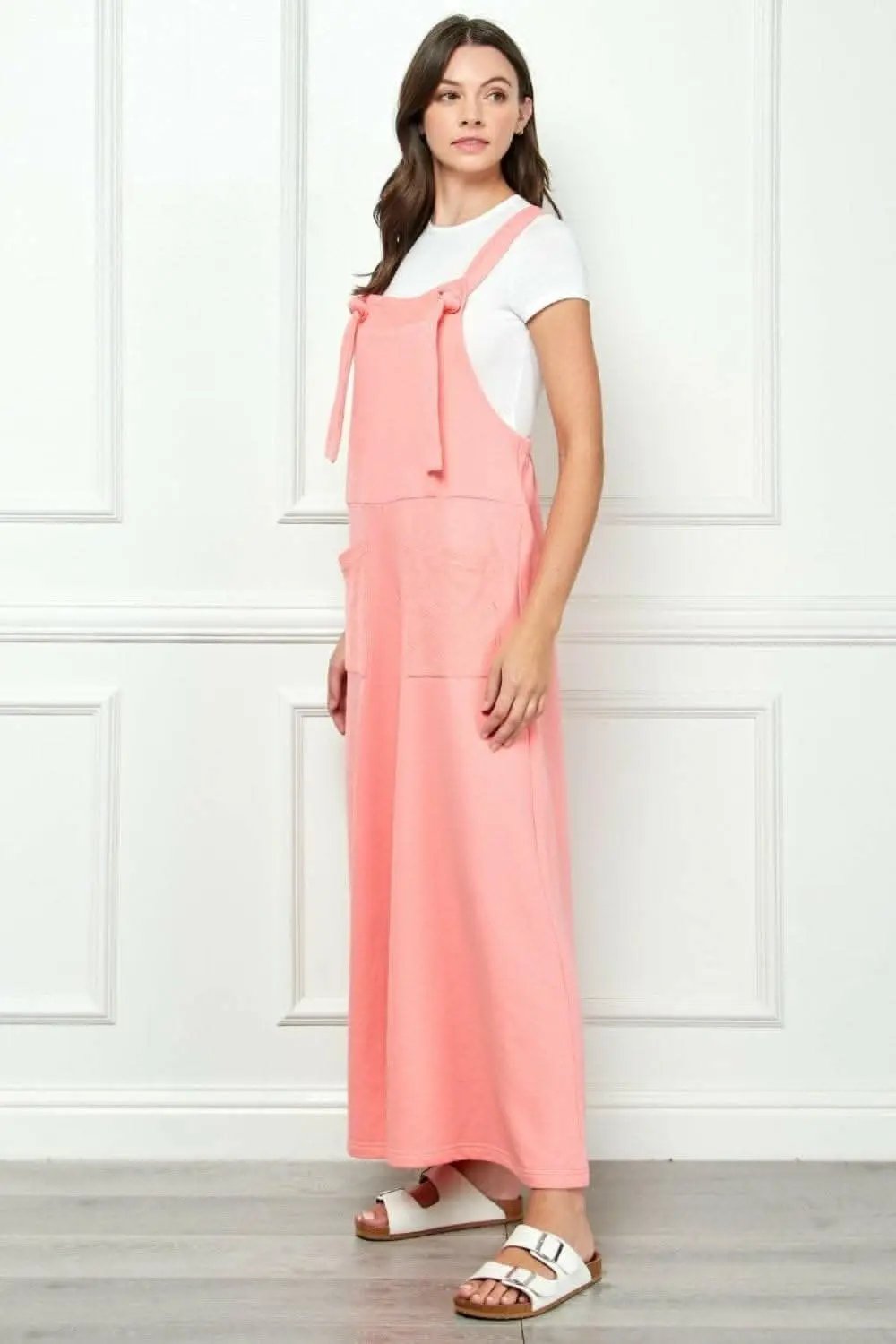 T-Shirts Trendsi usa - Veveret Wide Strap French Terry Overalls