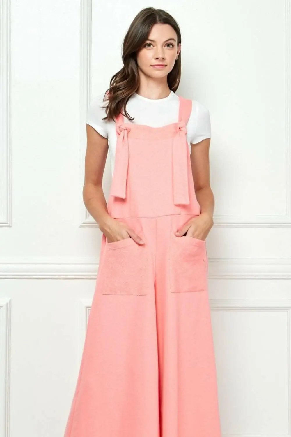 T-Shirts Trendsi usa - Veveret Wide Strap French Terry Overalls