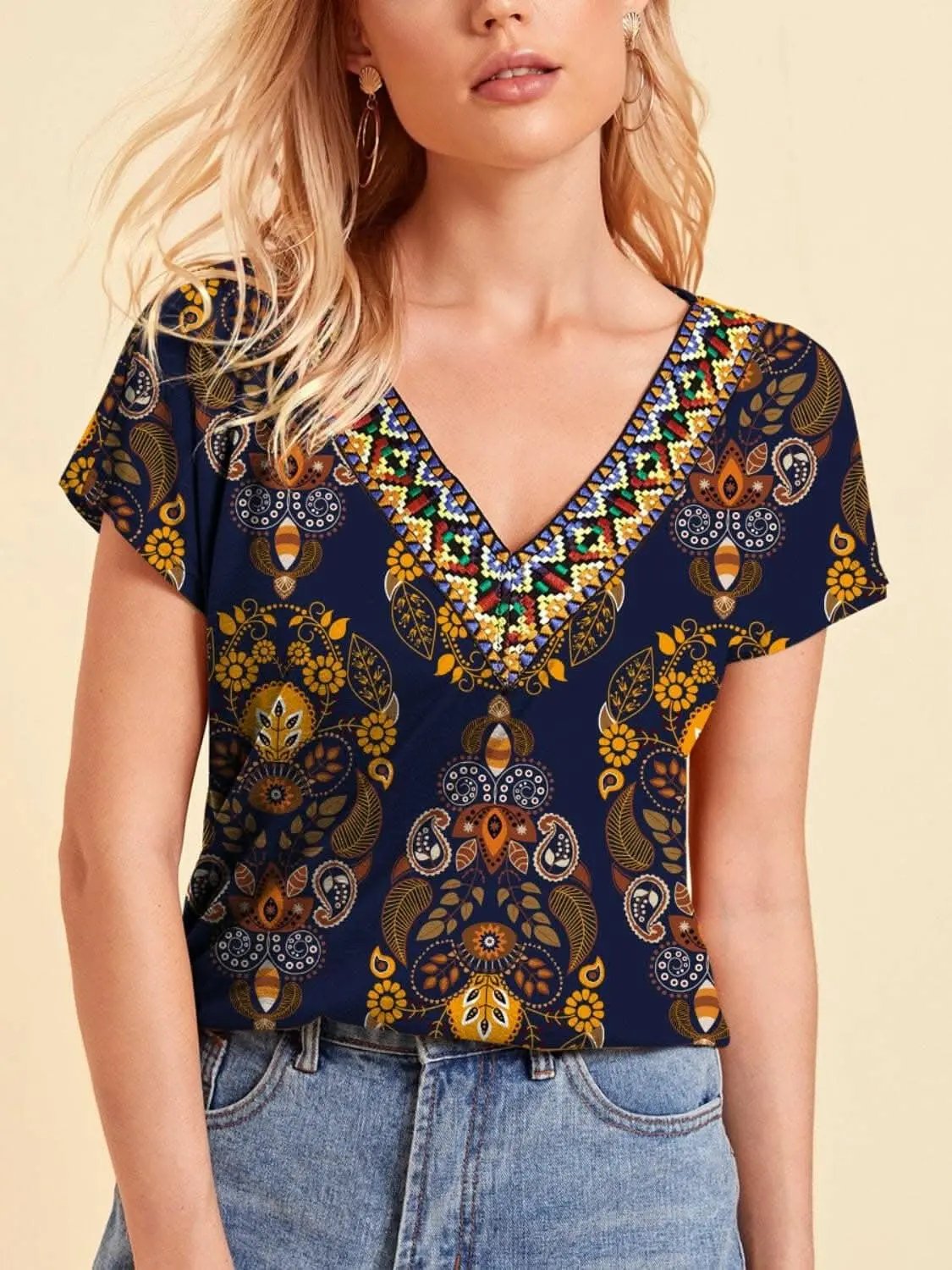 T-Shirts Trendsi just arrived - Vibrant V-Neck Tee for Women