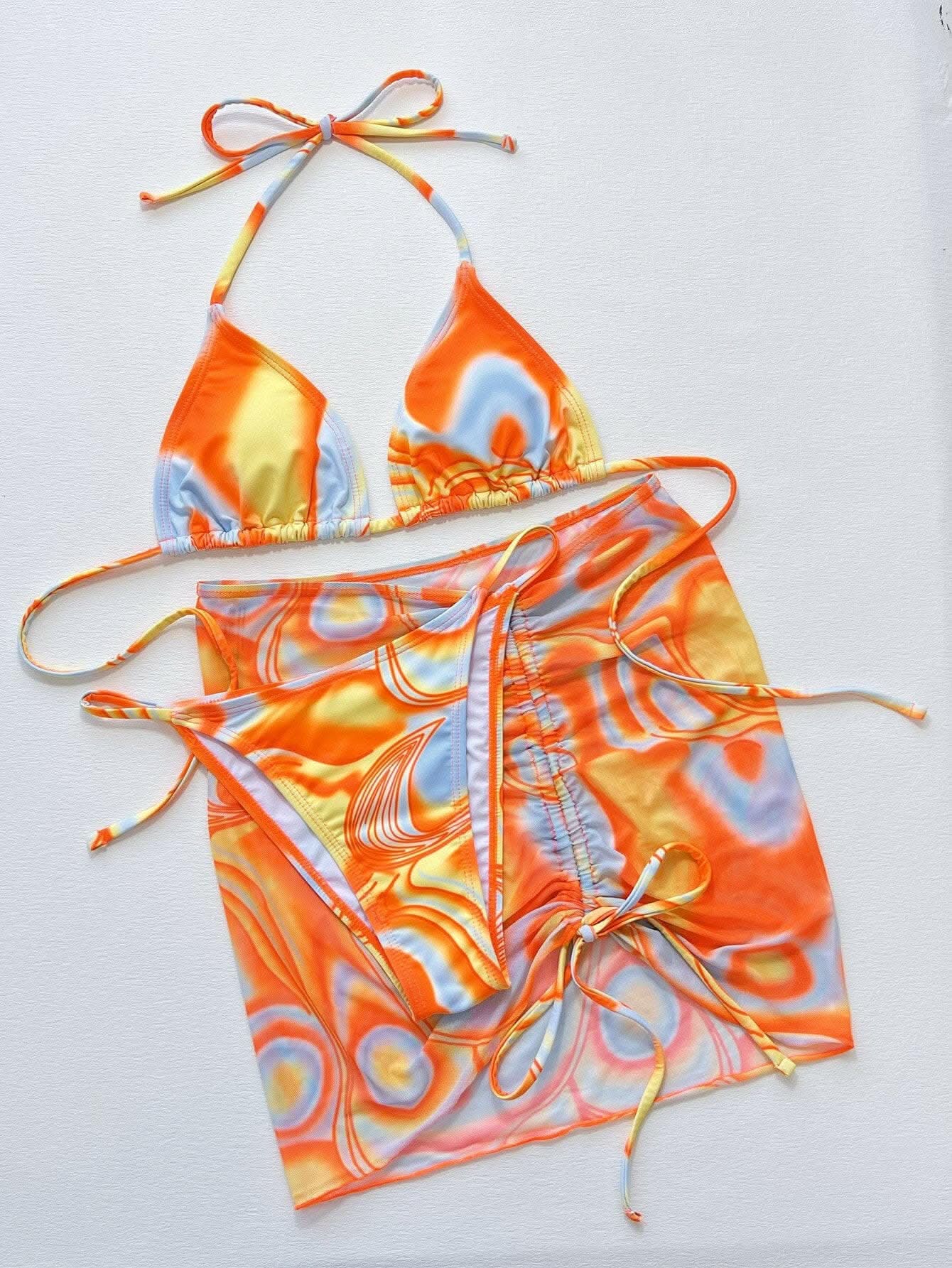 T-Shirts Trendsi swimwear - Vibrant ruched 3-piece swim set