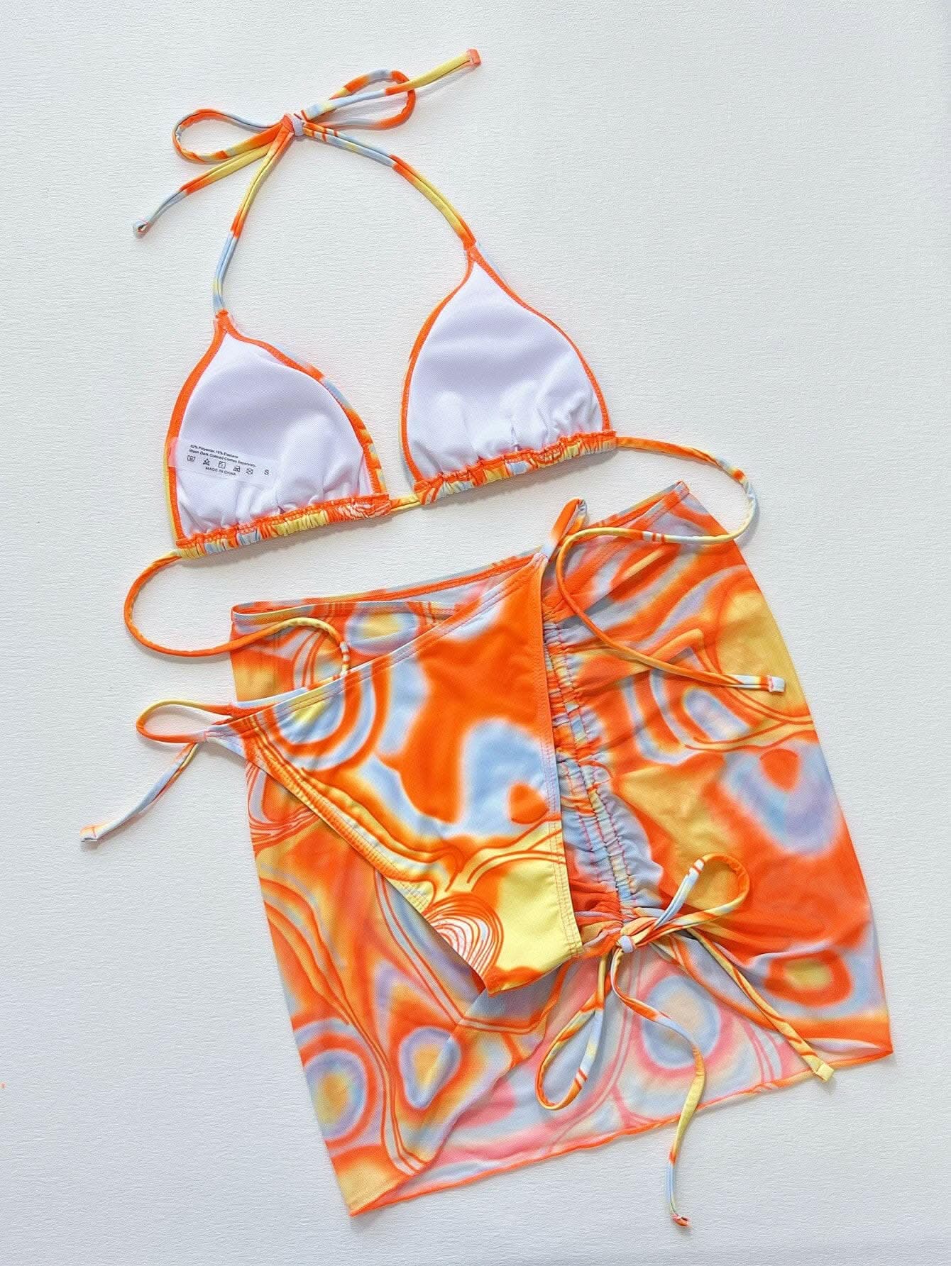 T-Shirts Trendsi swimwear - Vibrant ruched 3-piece swim set