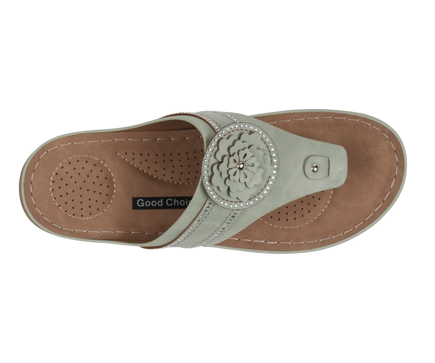 Sandalias planas cómodas de mujer Vickie Sage Flower Thong