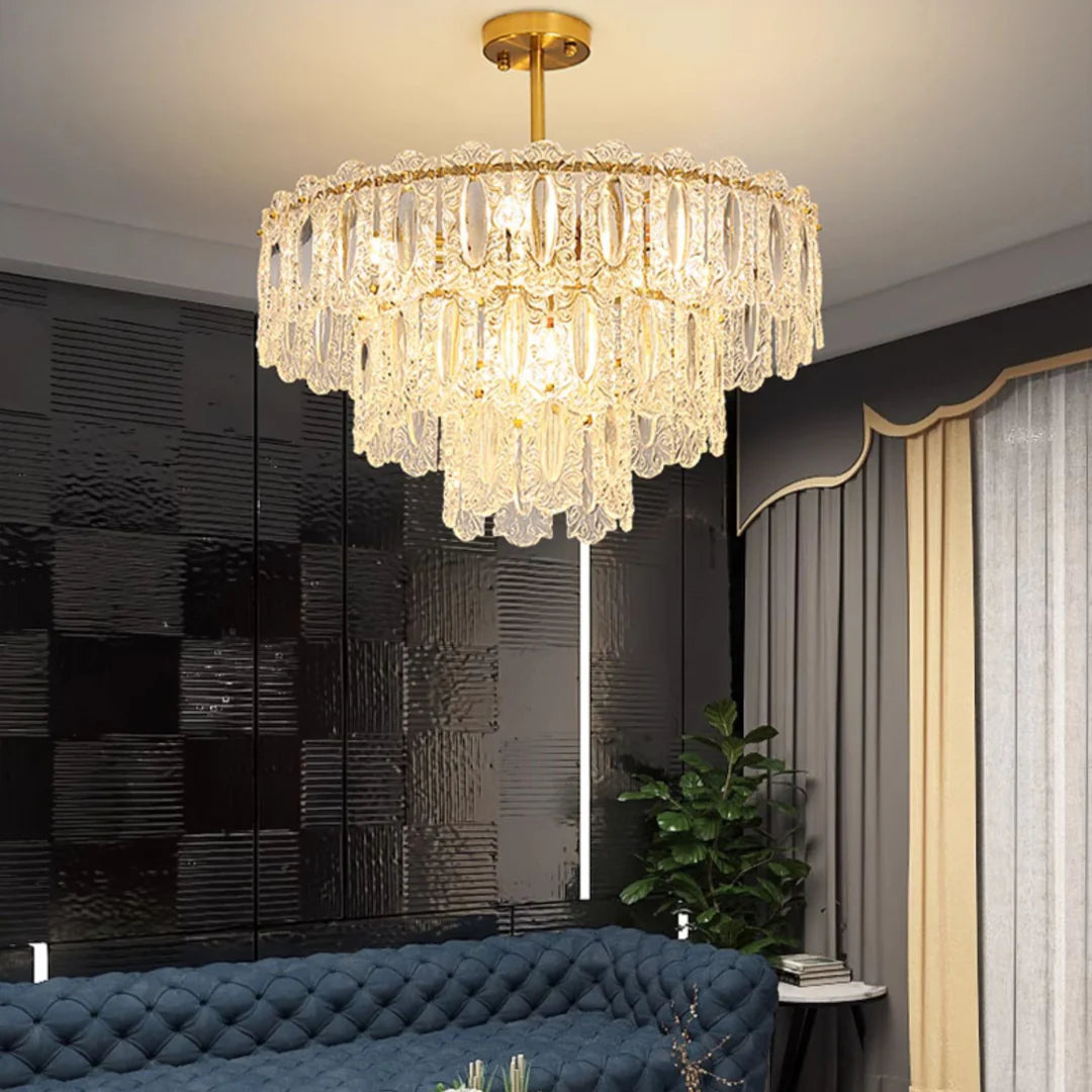 Lámpara de araña Viena Pétalos de Cristal