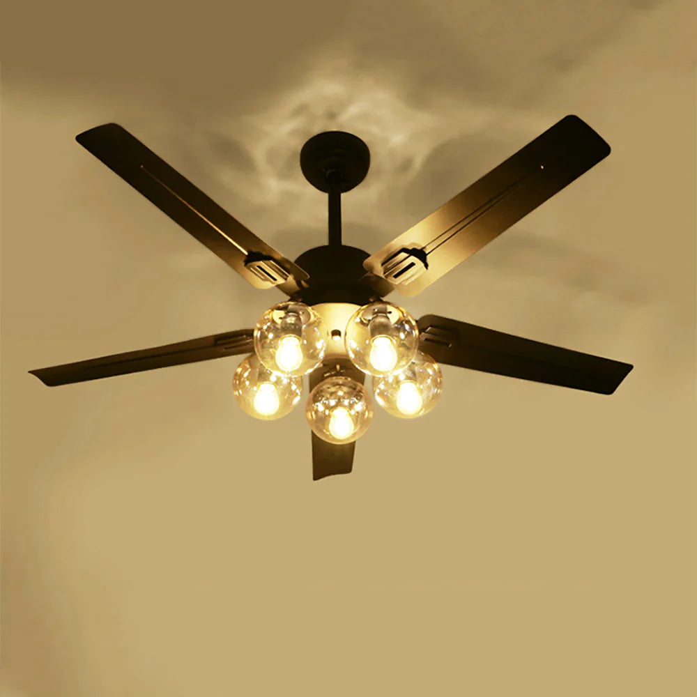 Luz de ventilador de techo de bola de cristal vintage