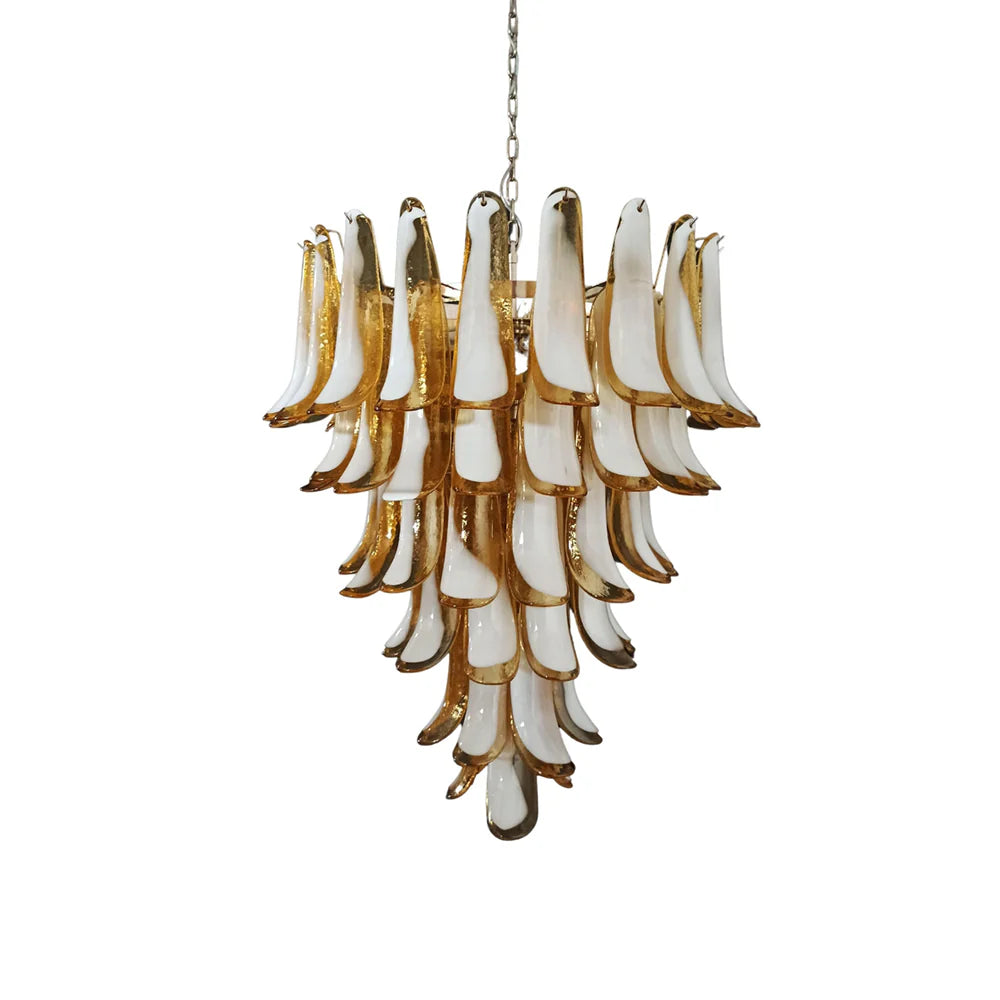 Candelabro vintage de pétalos de cristal de Murano color caramelo
