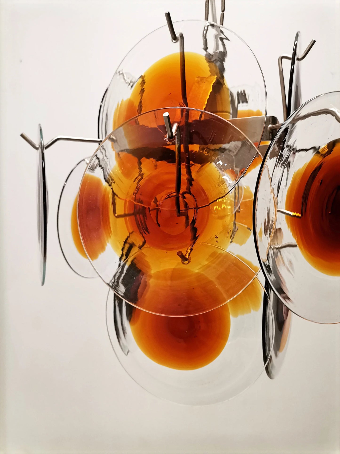 Lámpara de araña vintage Murano naranja y marrón