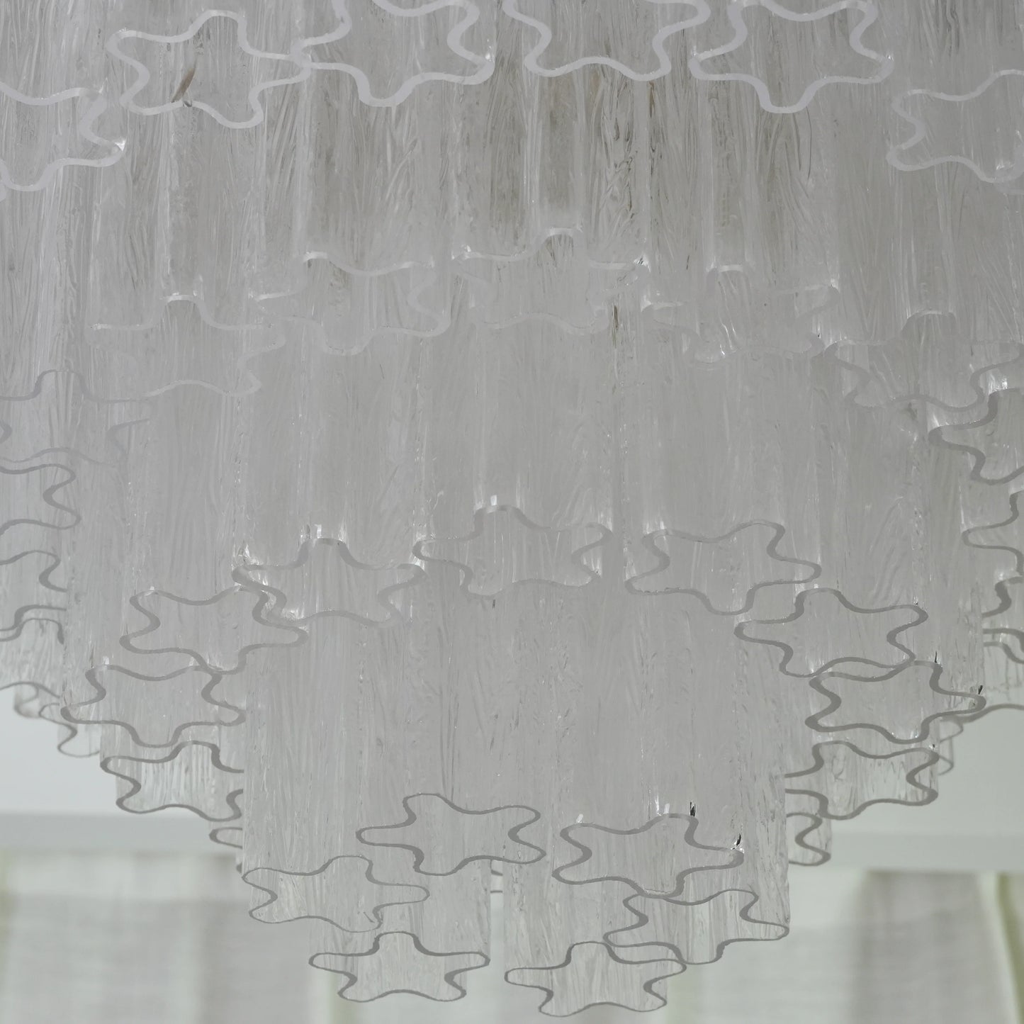 Lámpara de techo de cristal transparente de Murano vintage