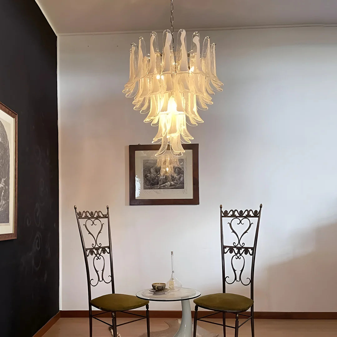 Candelabro vintage de pétalos de Murano transparente