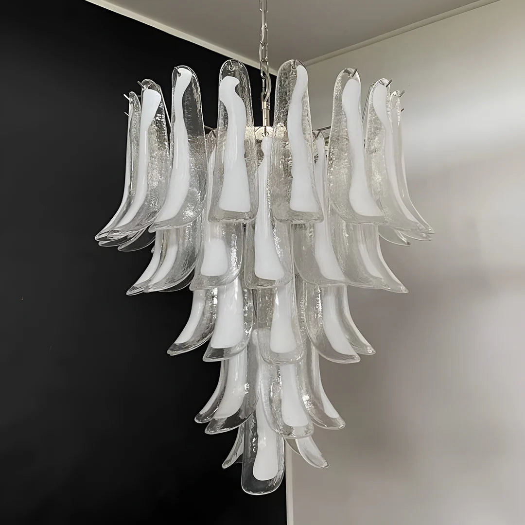 Candelabro vintage de pétalos de Murano transparente