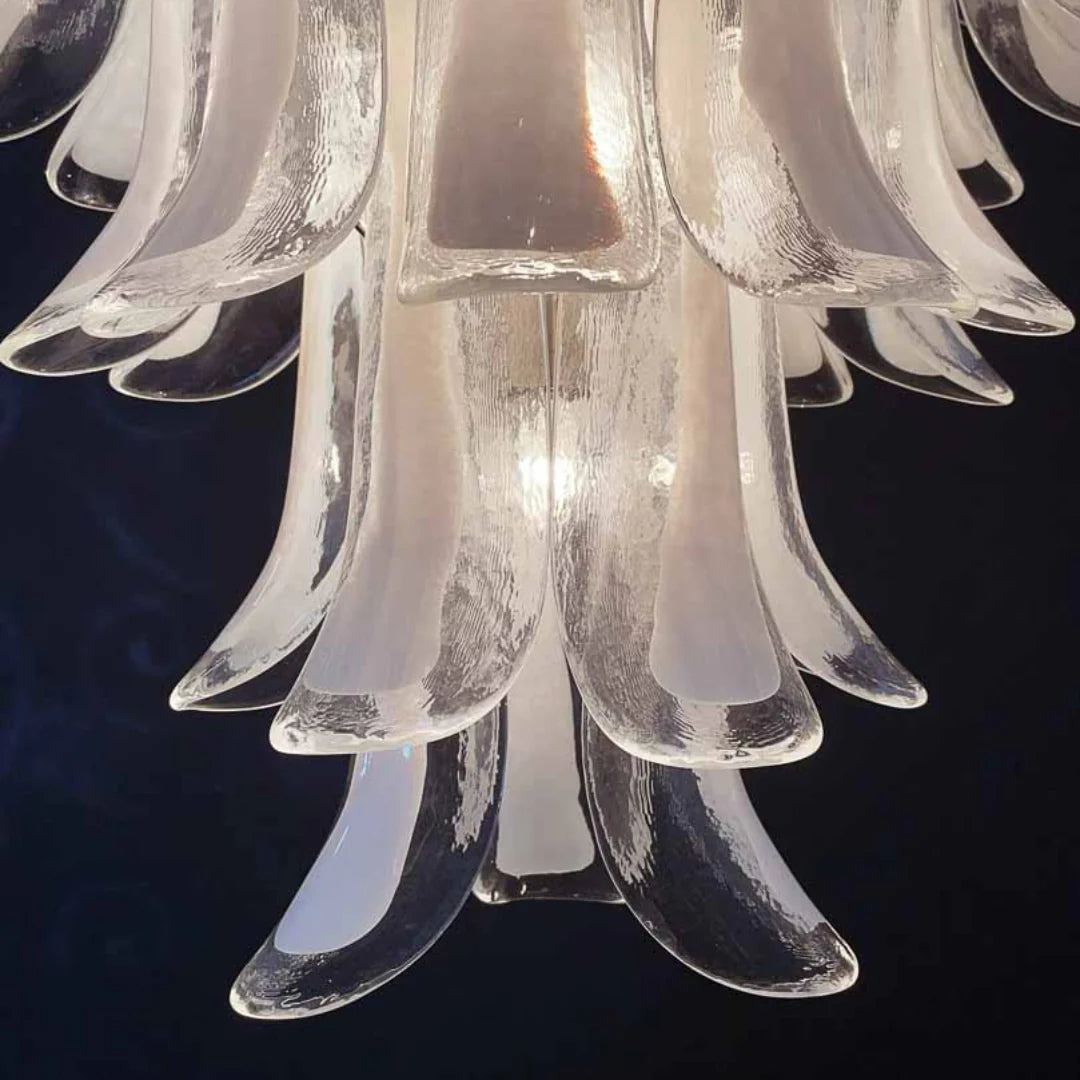 Candelabro vintage de pétalos de Murano transparente