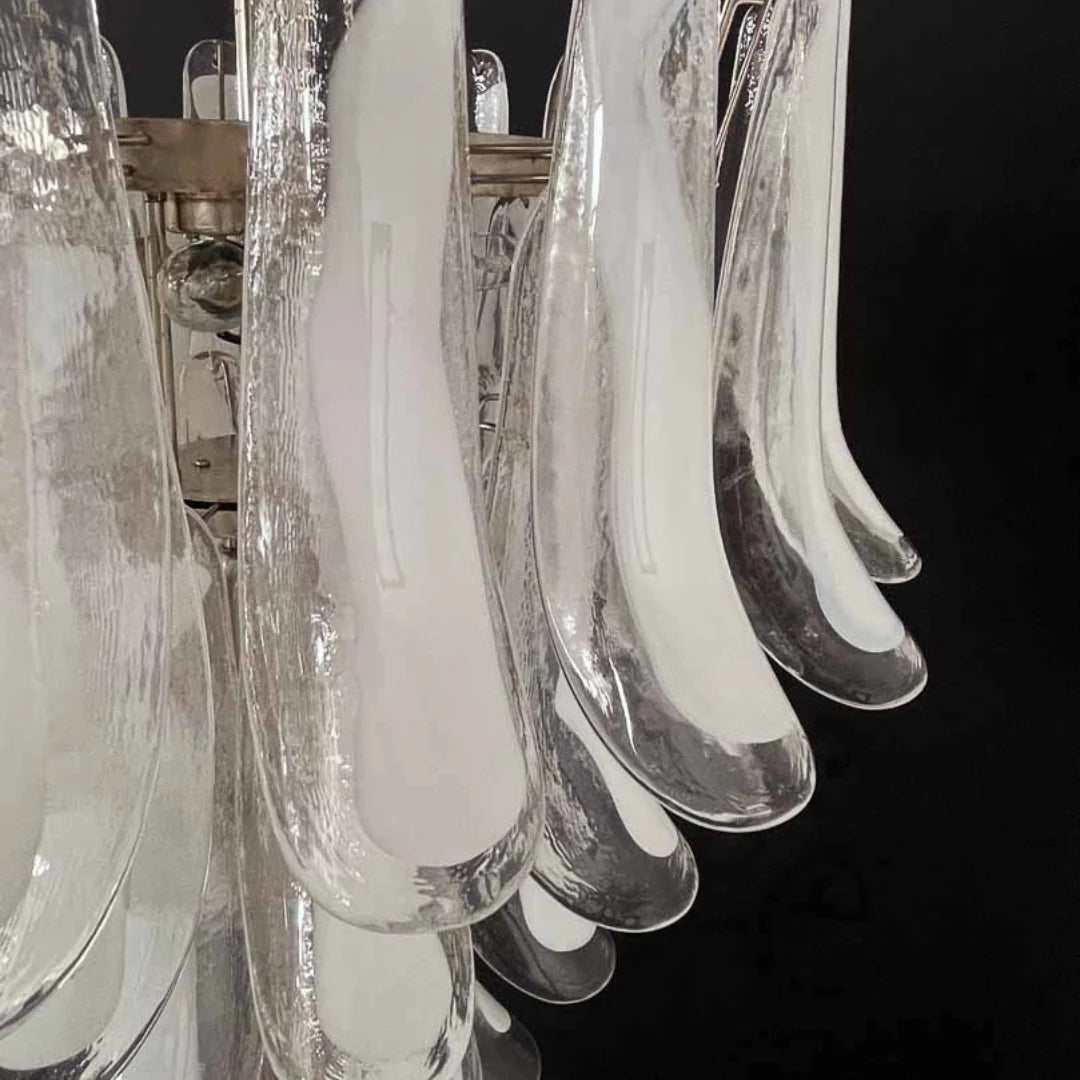 Candelabro vintage de pétalos de Murano transparente