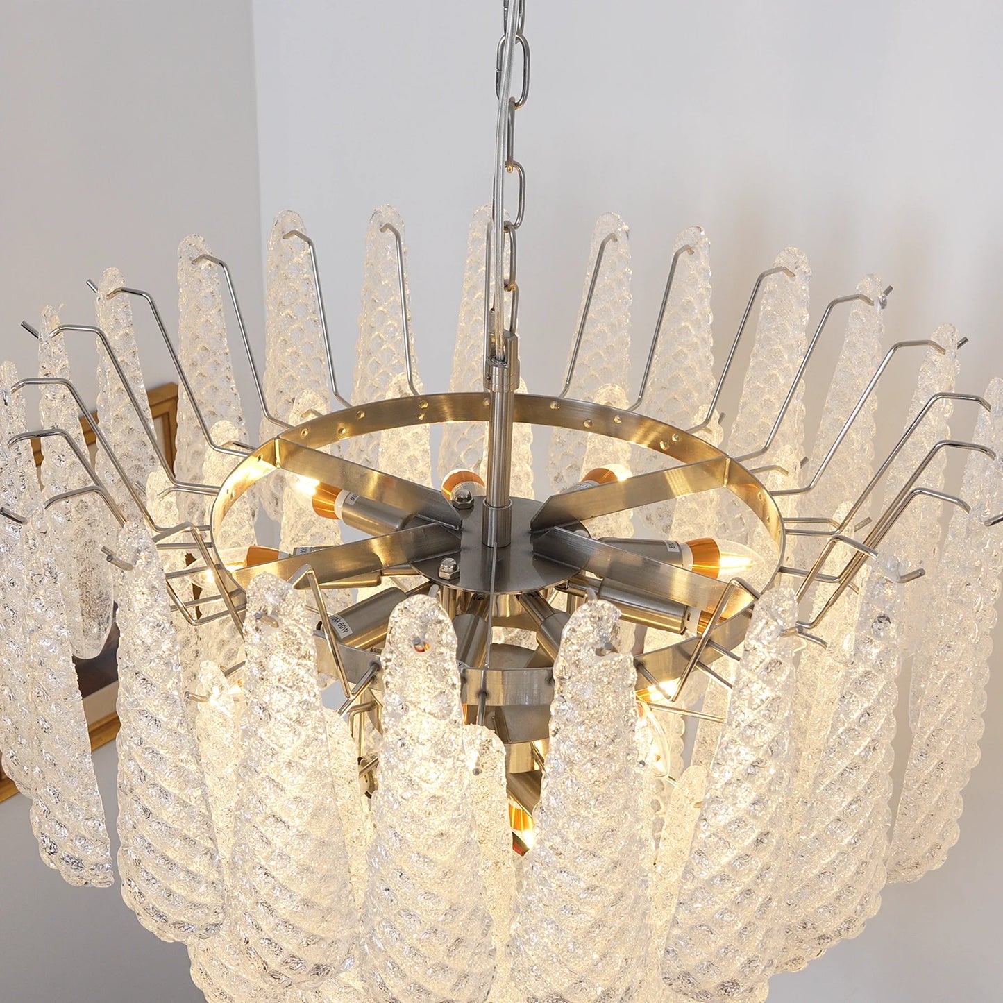 Lámpara Colgante de Pétalos de Cristal de Murano Transparente Vintage