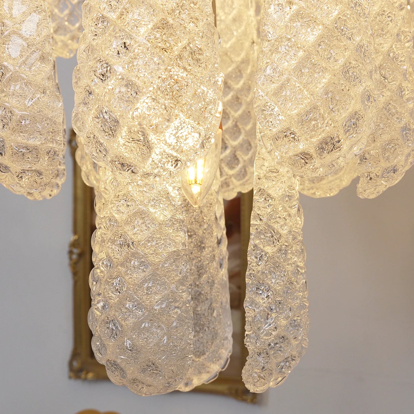 Lámpara Colgante de Pétalos de Cristal de Murano Transparente Vintage