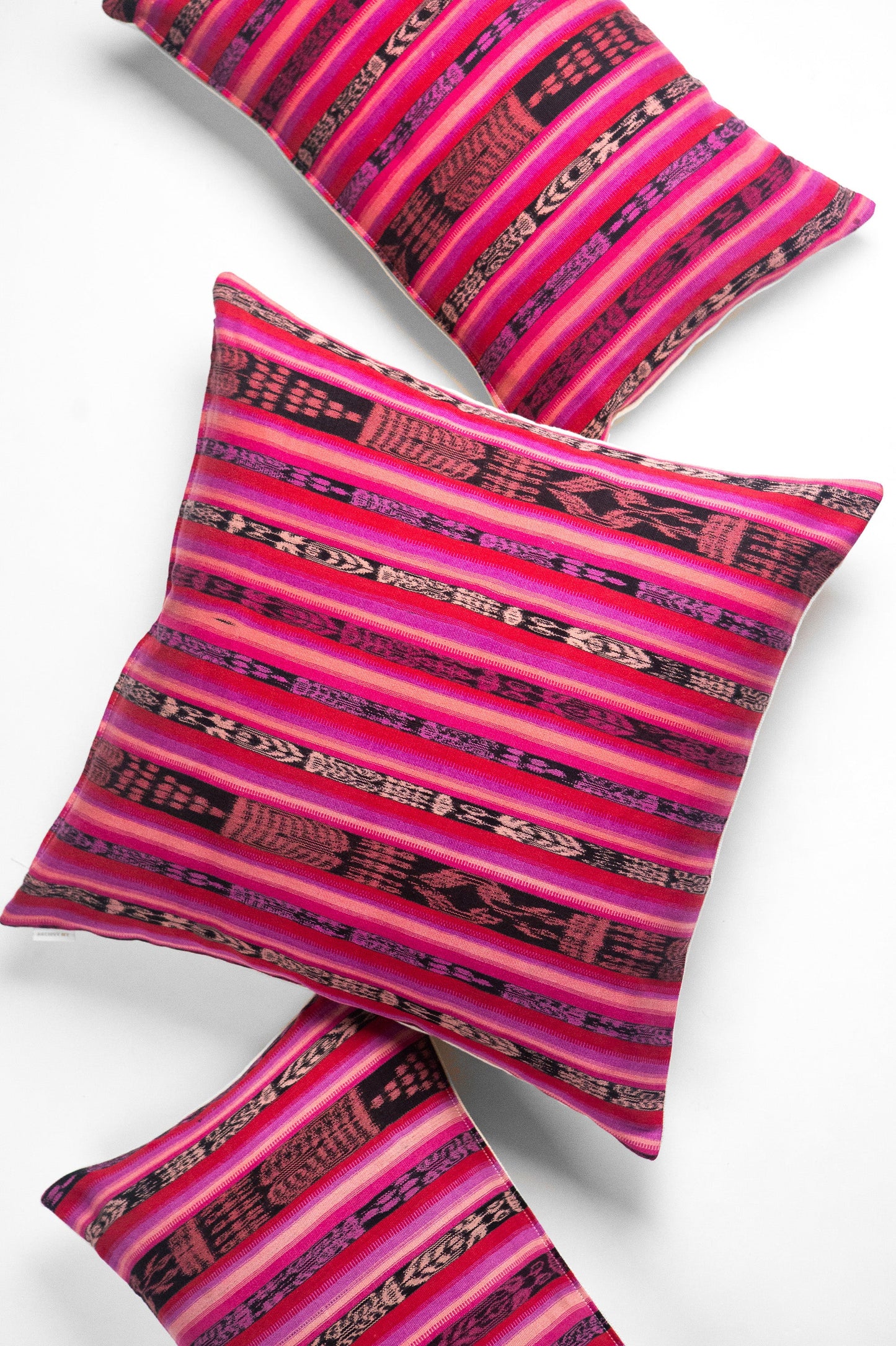 Vintage Magenta, Red and Black Ikat Pillow