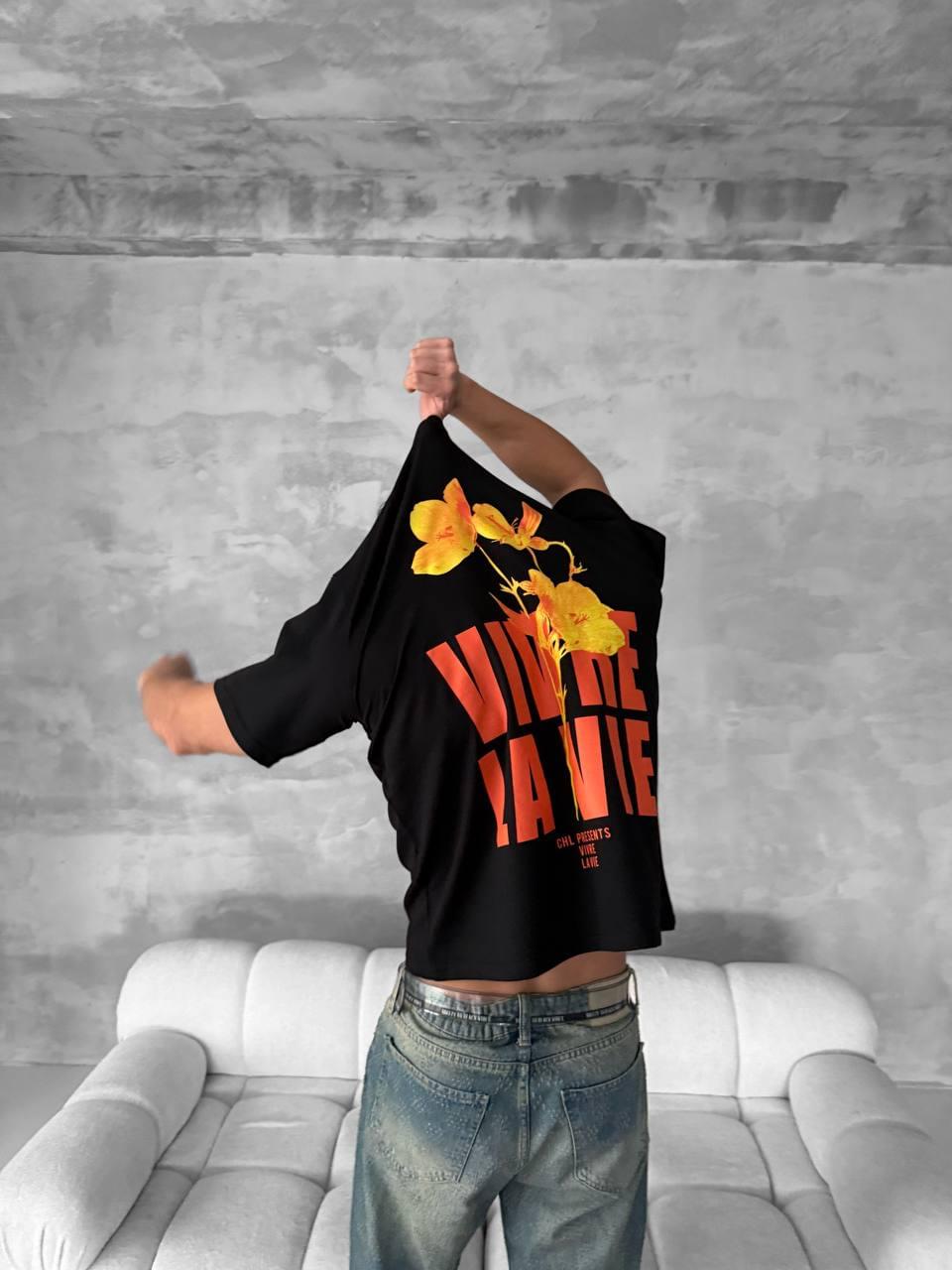 Vivre La Vie Floral Graphic Cotton Tee