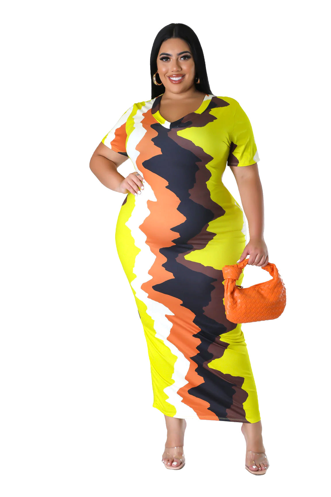 Vestido Maxi con cuello en V multicolor