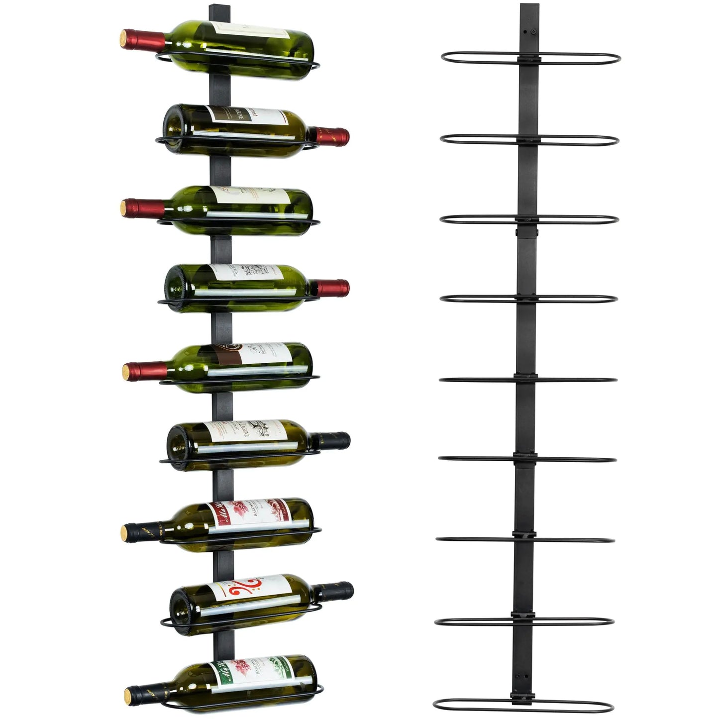 AQAREA Wall Mounted Wine Rack: 9-Bottle Metal Wine Holder - Wall Wine Storage Organizer Shelf