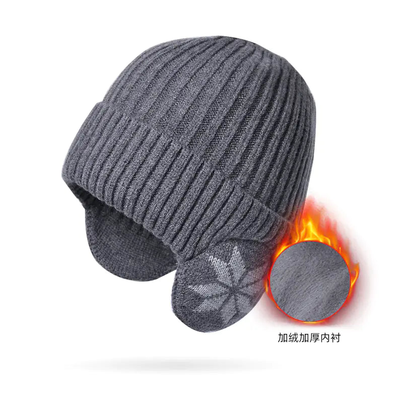 Winter Knit Beanie with Ear Protection for Men and Women