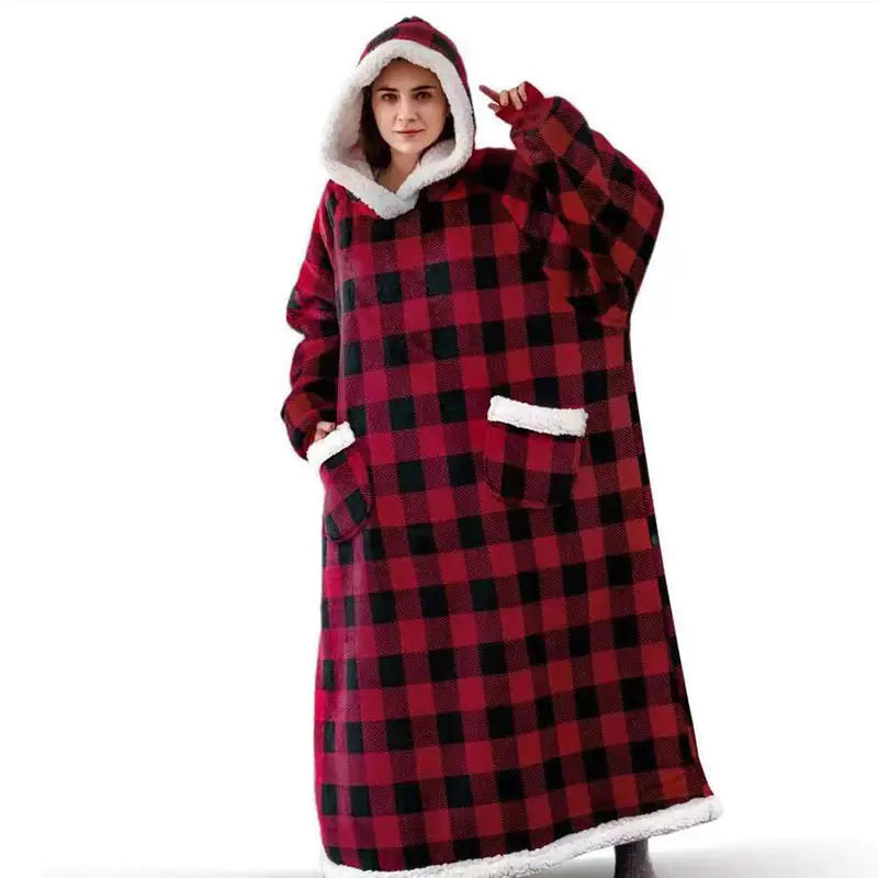 Couple Models Winter Hooded Pajamas and Blanket Set