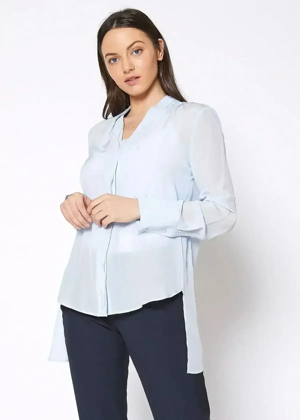 Women's Sheer Placket Hi Low Stylish Blouse | Femstylo