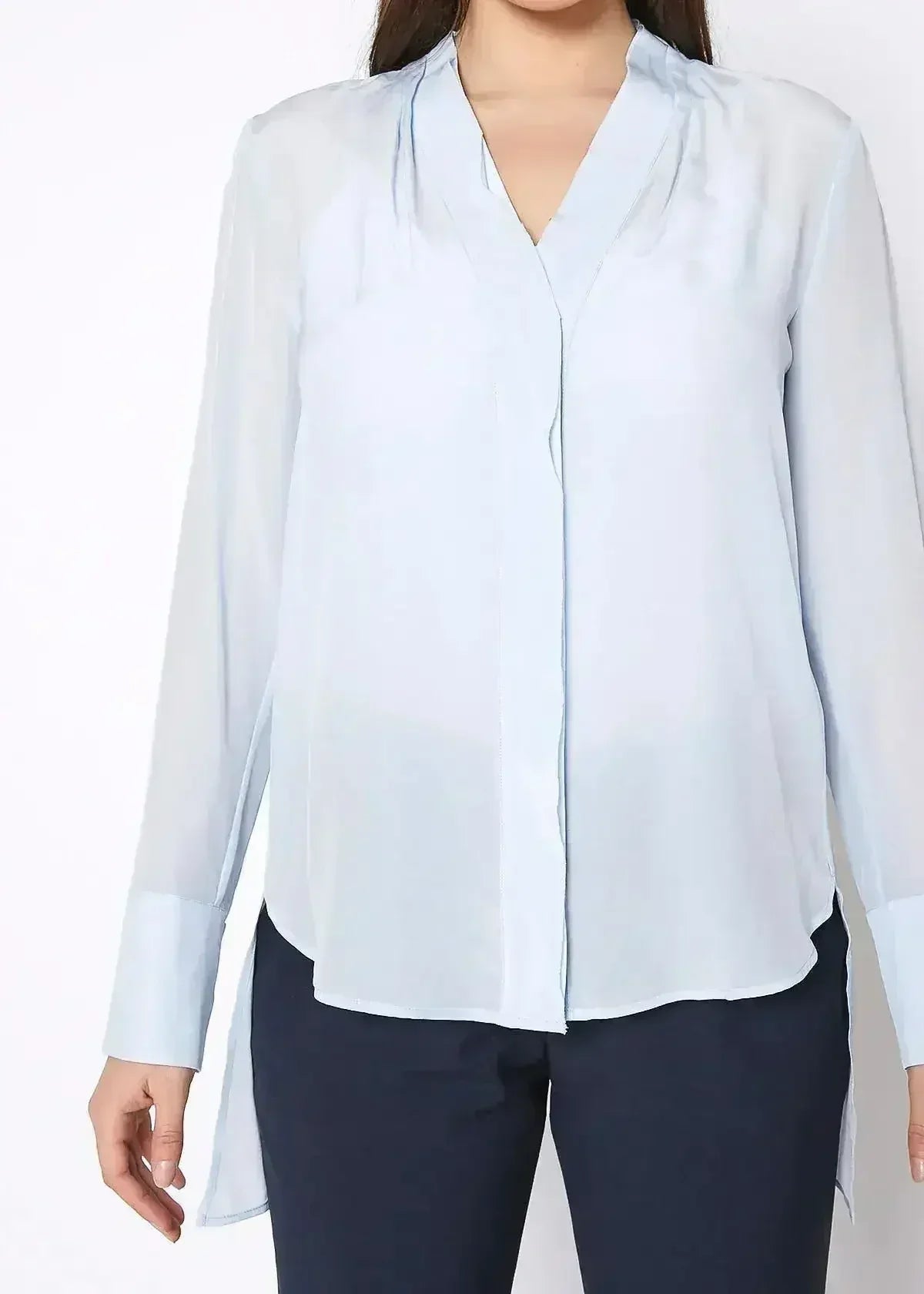 Women's Sheer Placket Hi Low Stylish Blouse | Femstylo