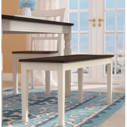 Banco de madera para cocina con acabado blanco y marrón
