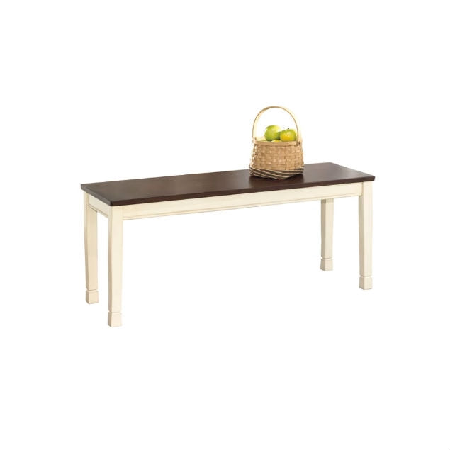 Banco de madera para cocina con acabado blanco y marrón