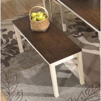 Banco de madera para cocina con acabado blanco y marrón
