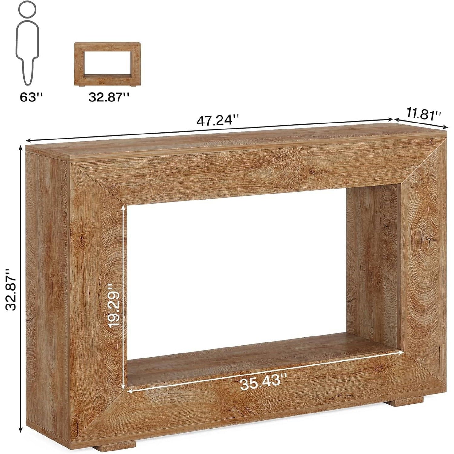 Mesa de entrada o sofá de 47 pulgadas de largo estilo "modern farmhouse" con acabado de madera marrón