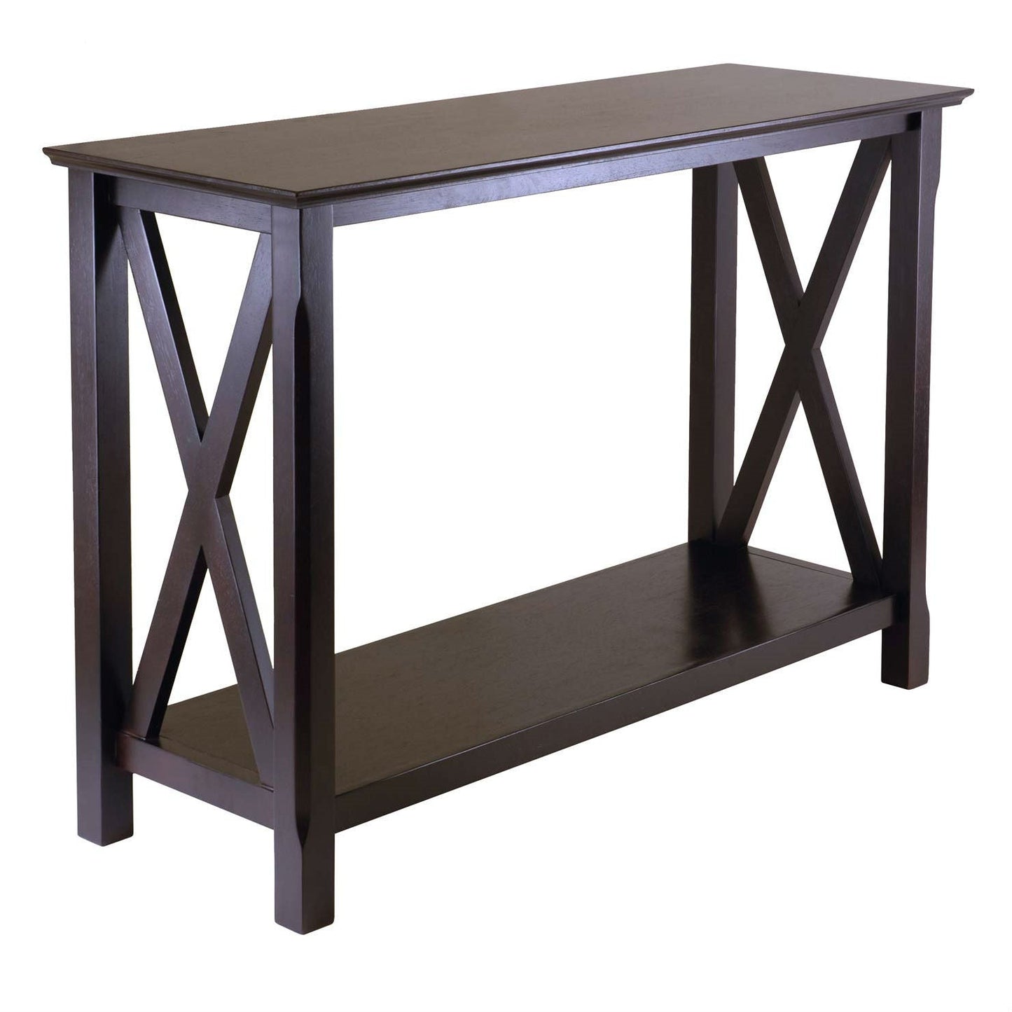 Mesa Consola Sofá de Madera Marrón Capuchino con Estante Inferior