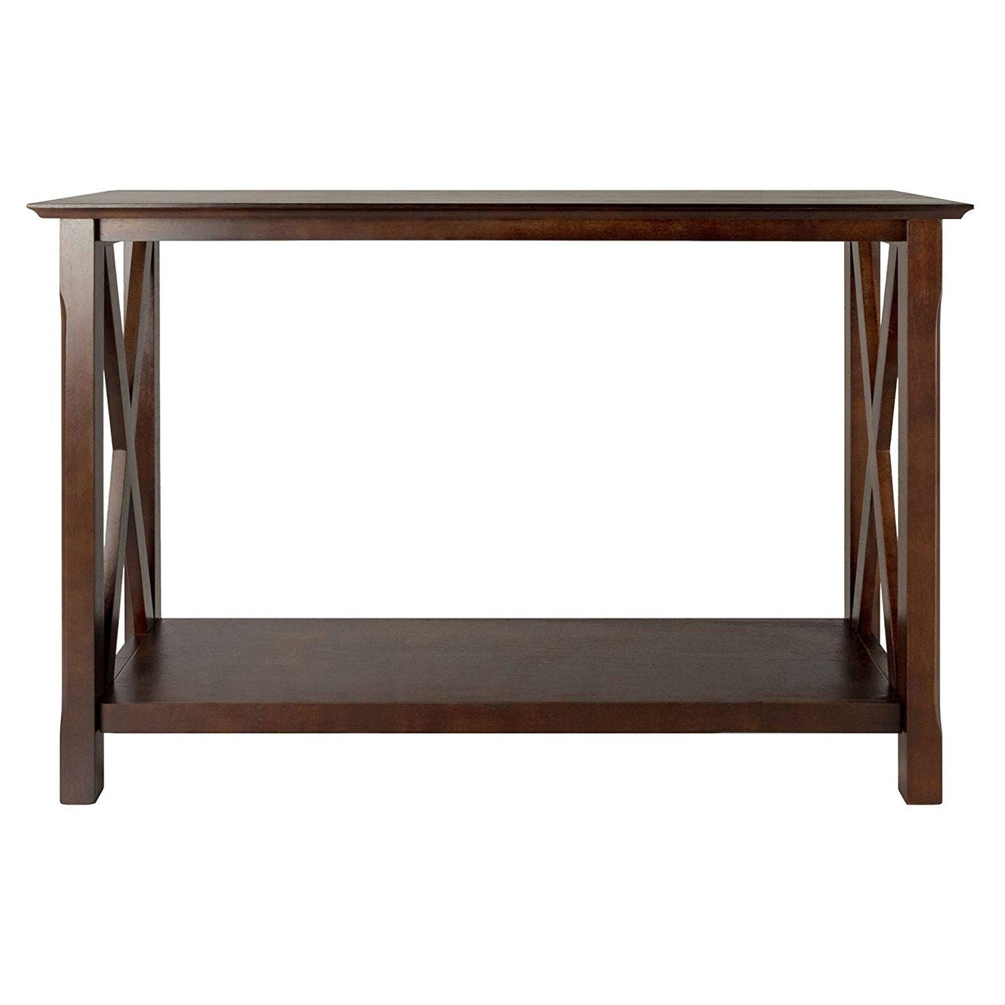 Mesa Consola Sofá de Madera Marrón Capuchino con Estante Inferior