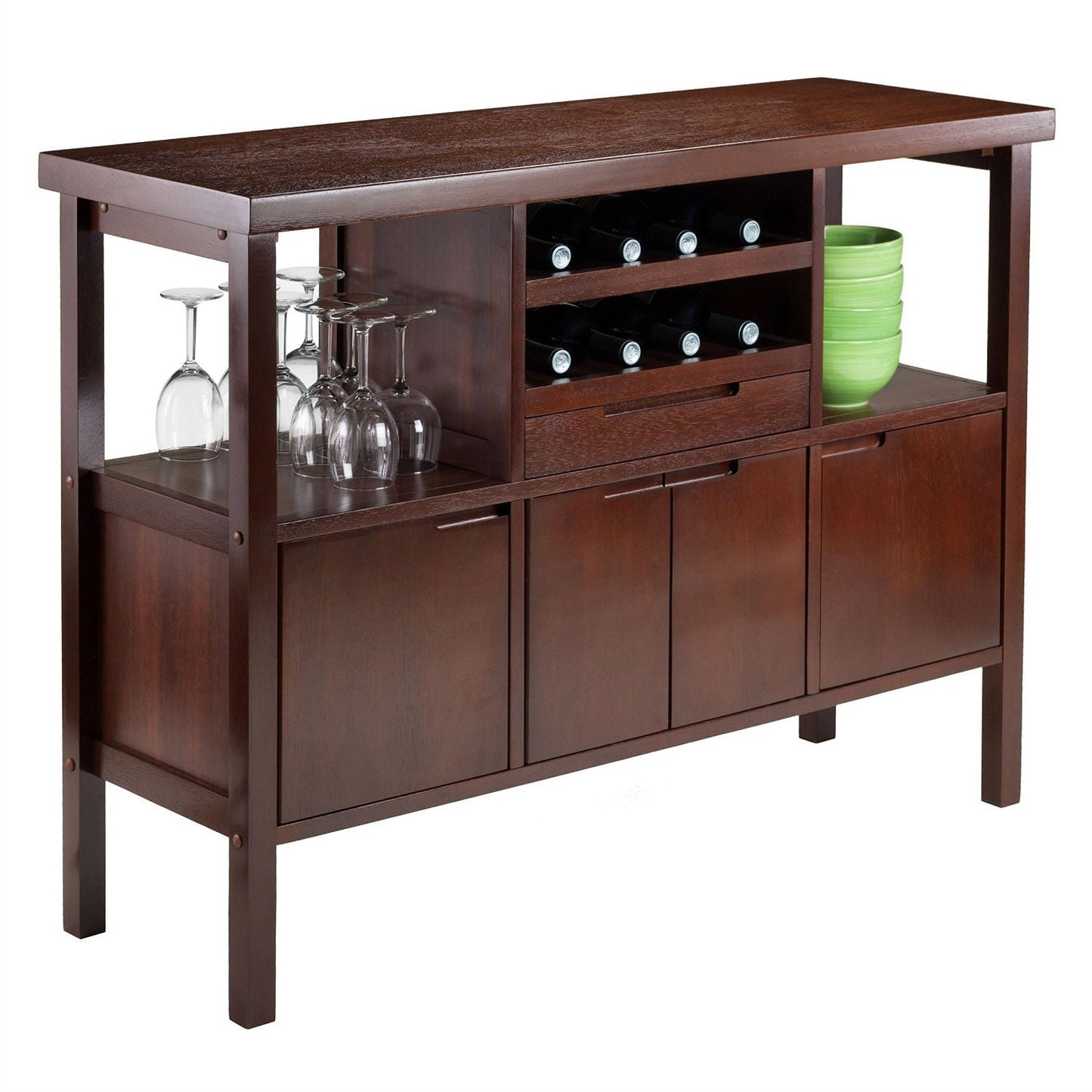 Mesa auxiliar tipo bufé para vinos de madera marrón