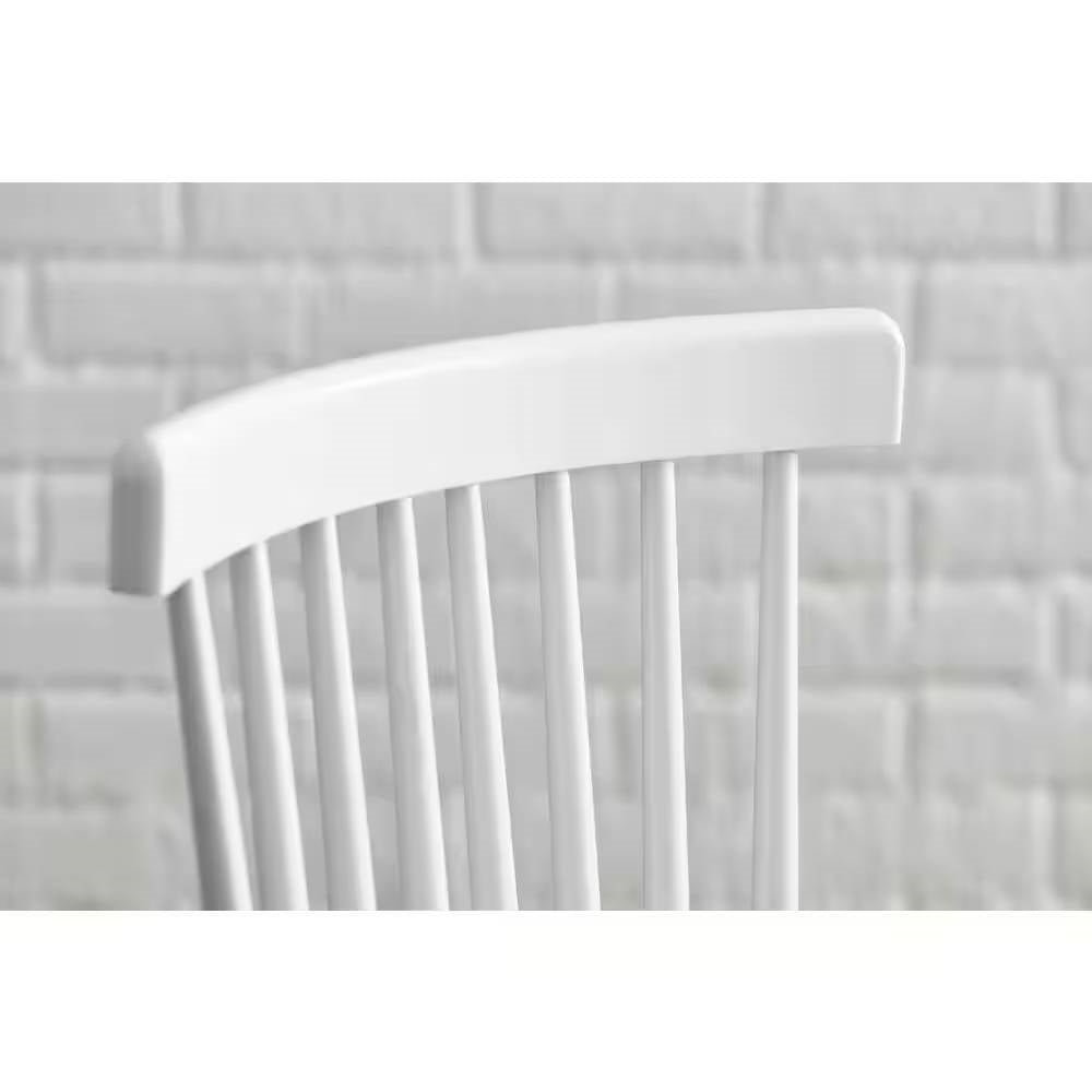 Juego de 2 sillas de comedor de madera maciza blanca con respaldo clásico de huso