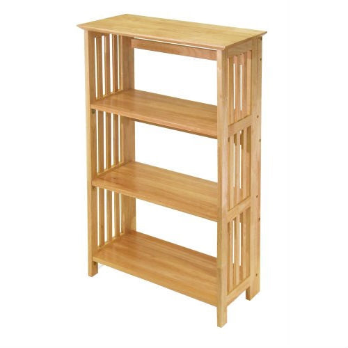 Estantería plegable de madera de 4 niveles con acabado natural