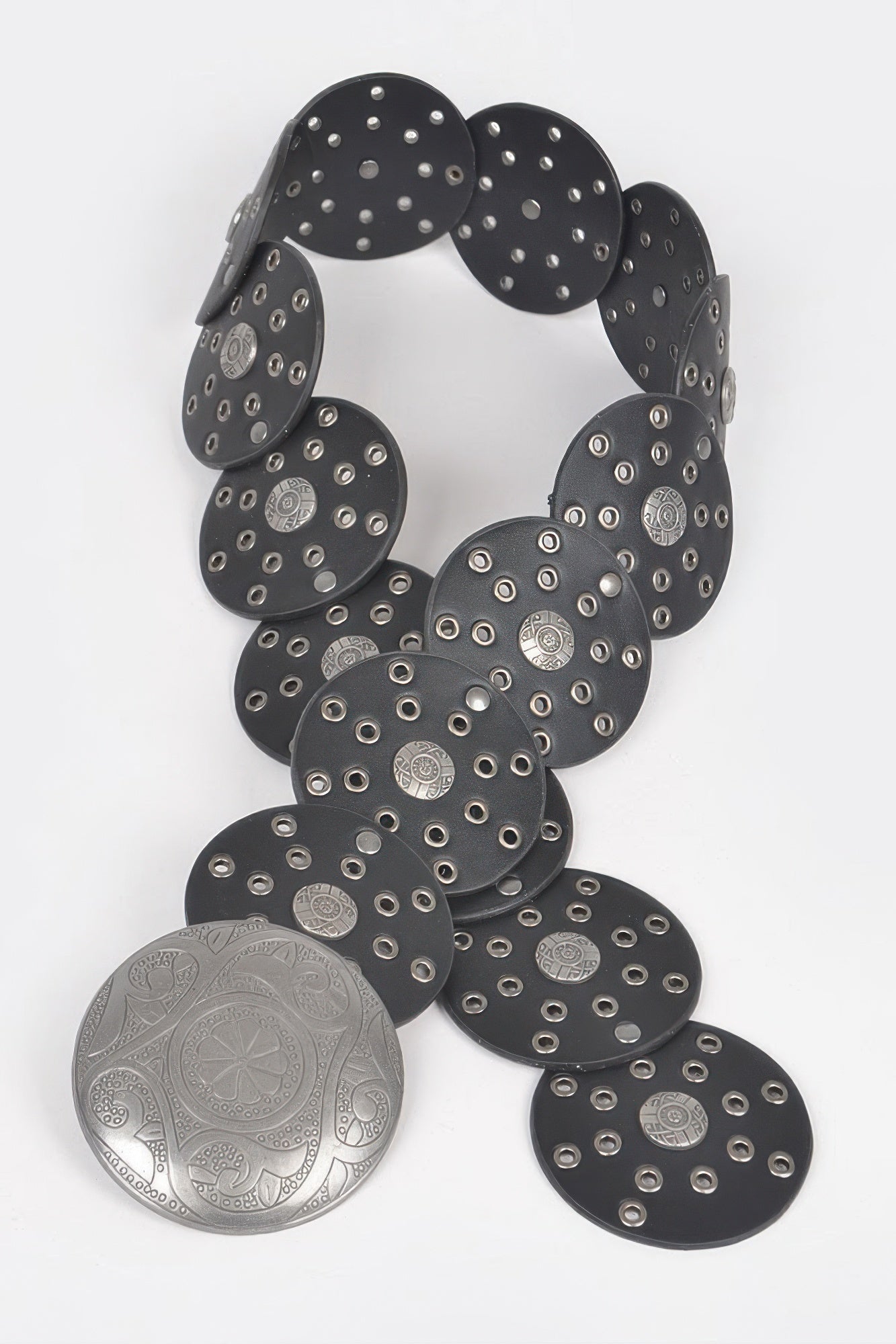 Faux Leather Multi Eyelet Round Western Belt