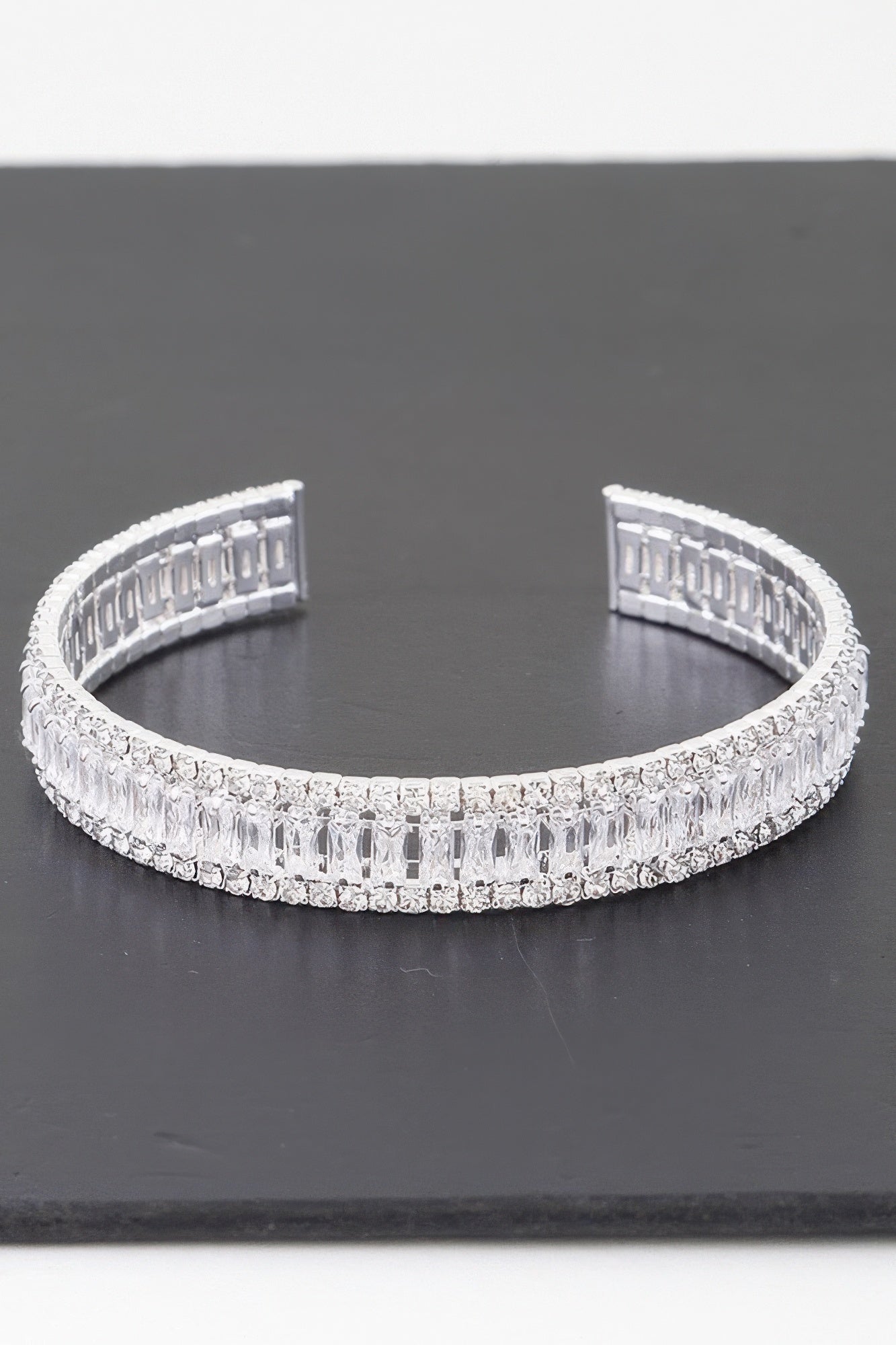 Wide Cubic Zirconia Cuff Bracelet