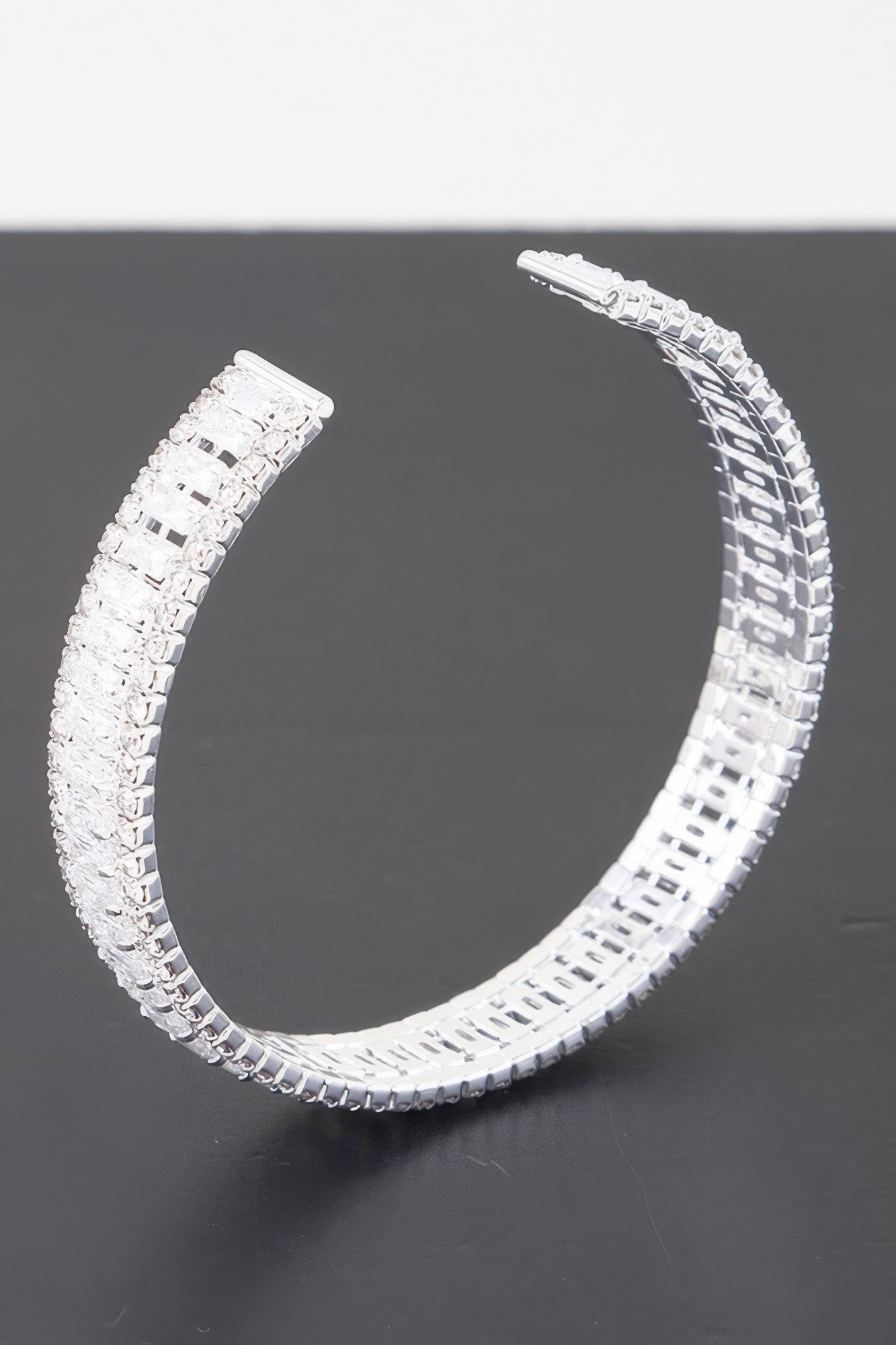Wide Cubic Zirconia Cuff Bracelet