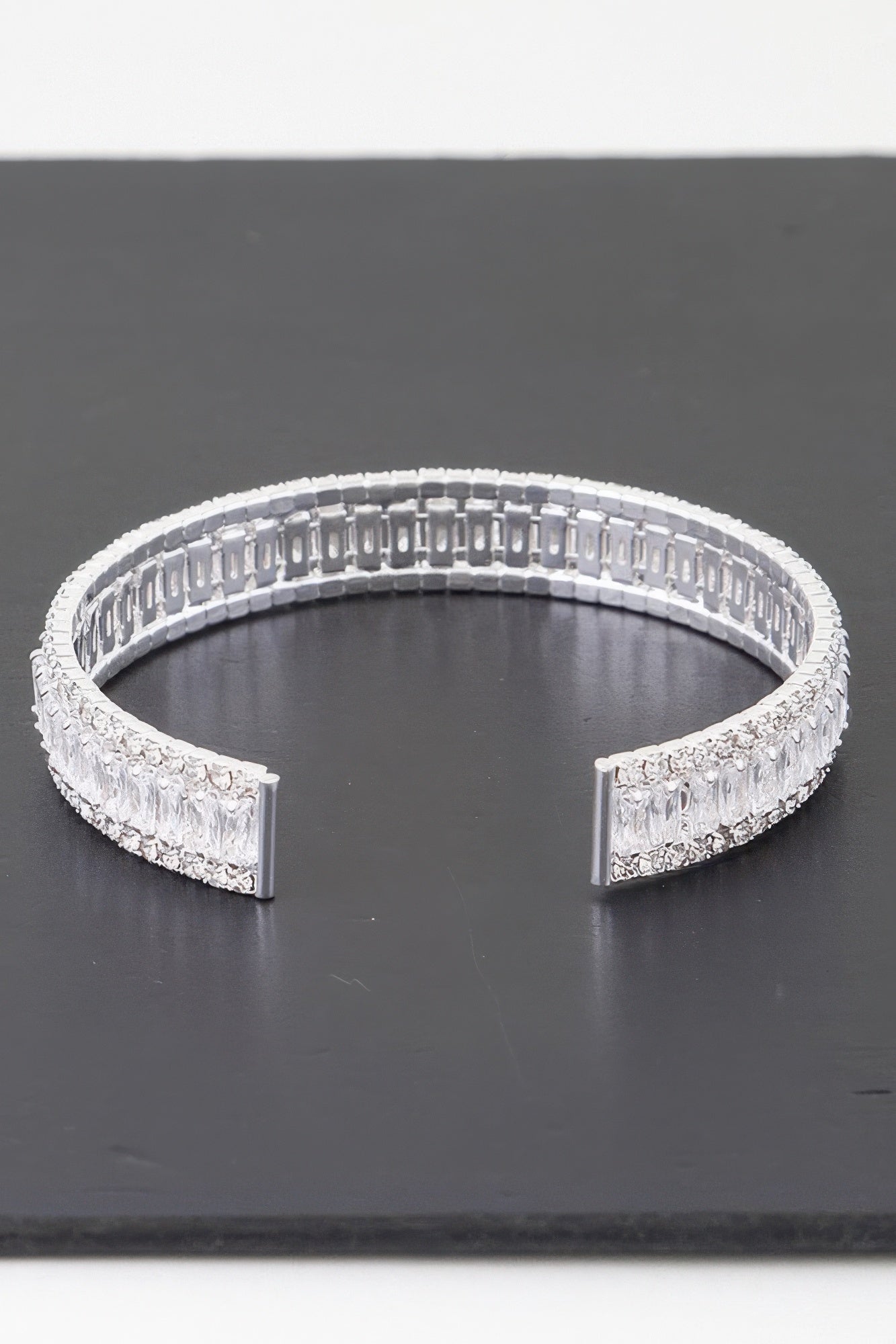 Wide Cubic Zirconia Cuff Bracelet