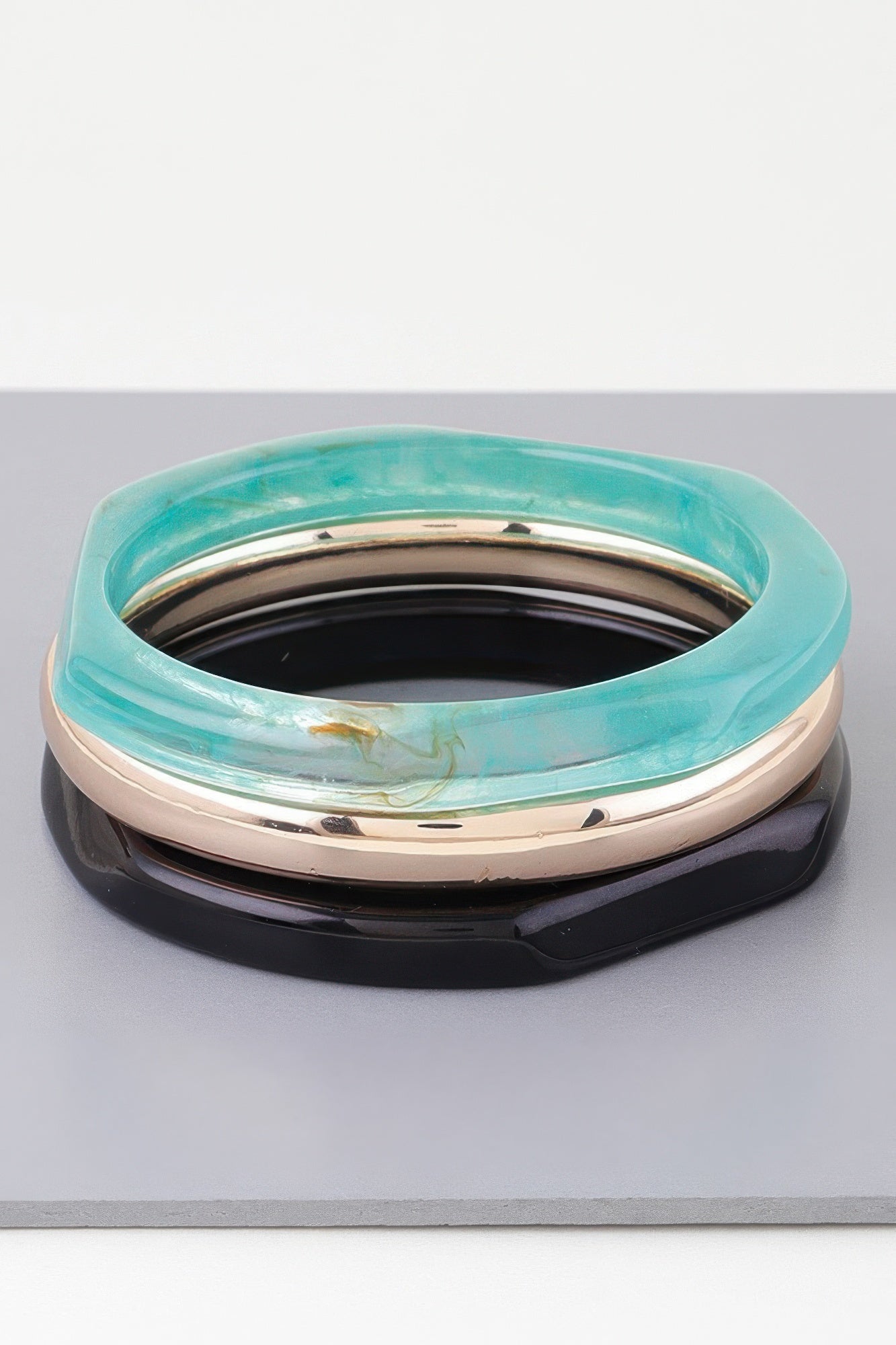 Triple Geometric Marble Bracelet