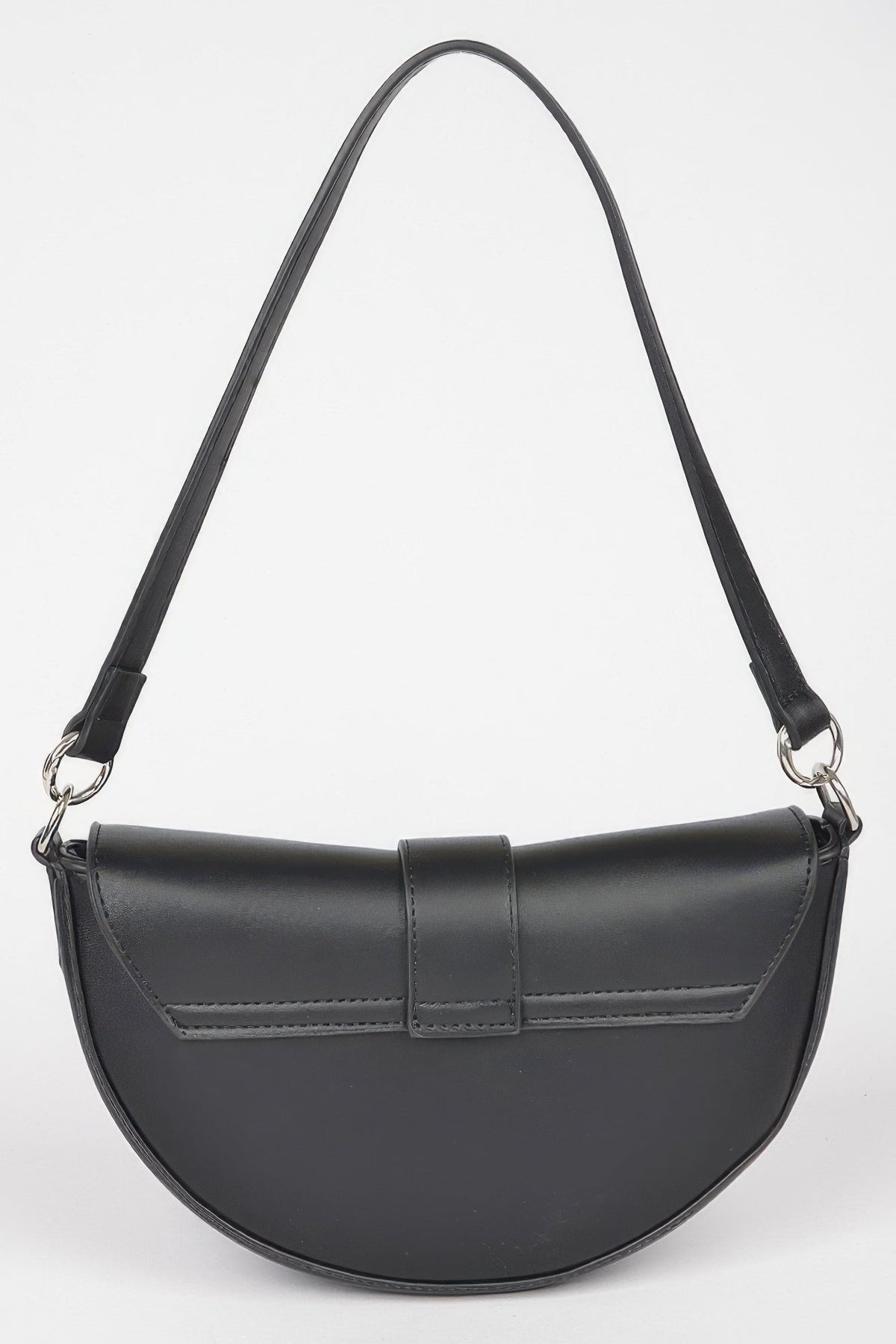 Faux Leather Buckle Shoulder Bag