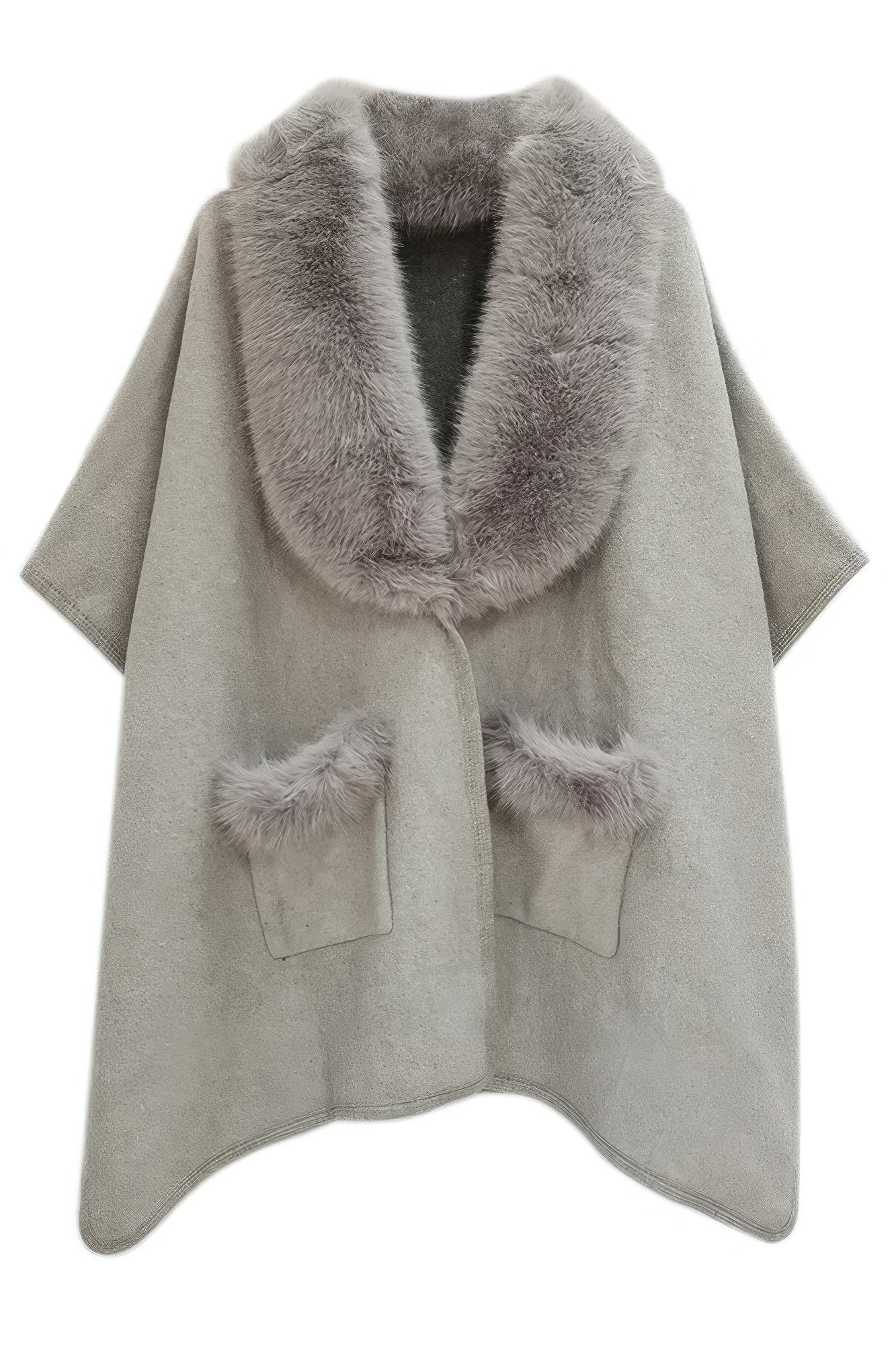 Faux Fur Collar Kimono See size chart under “more details”