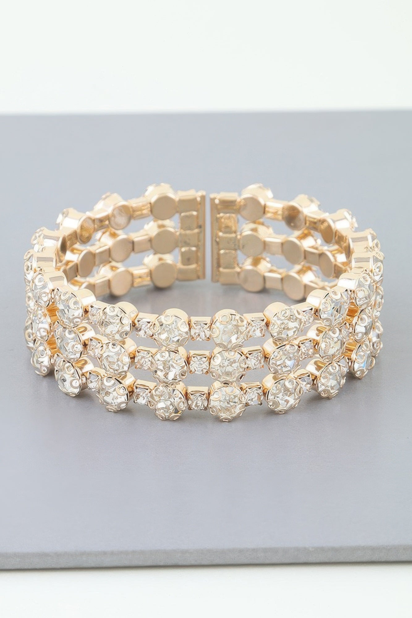 Triple Bejeweled Cuff Bracelet